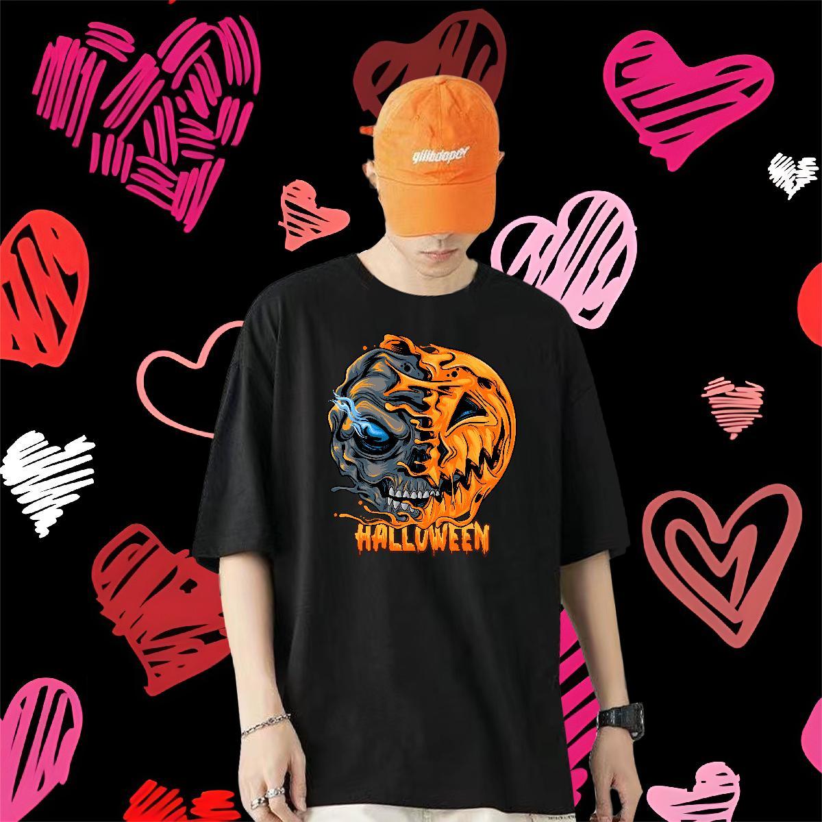 Fashion Design Men T Shirts 230g Pure Cotton pumpkin Beach Wear Breathable Popular Men Tees Custom Cartoon