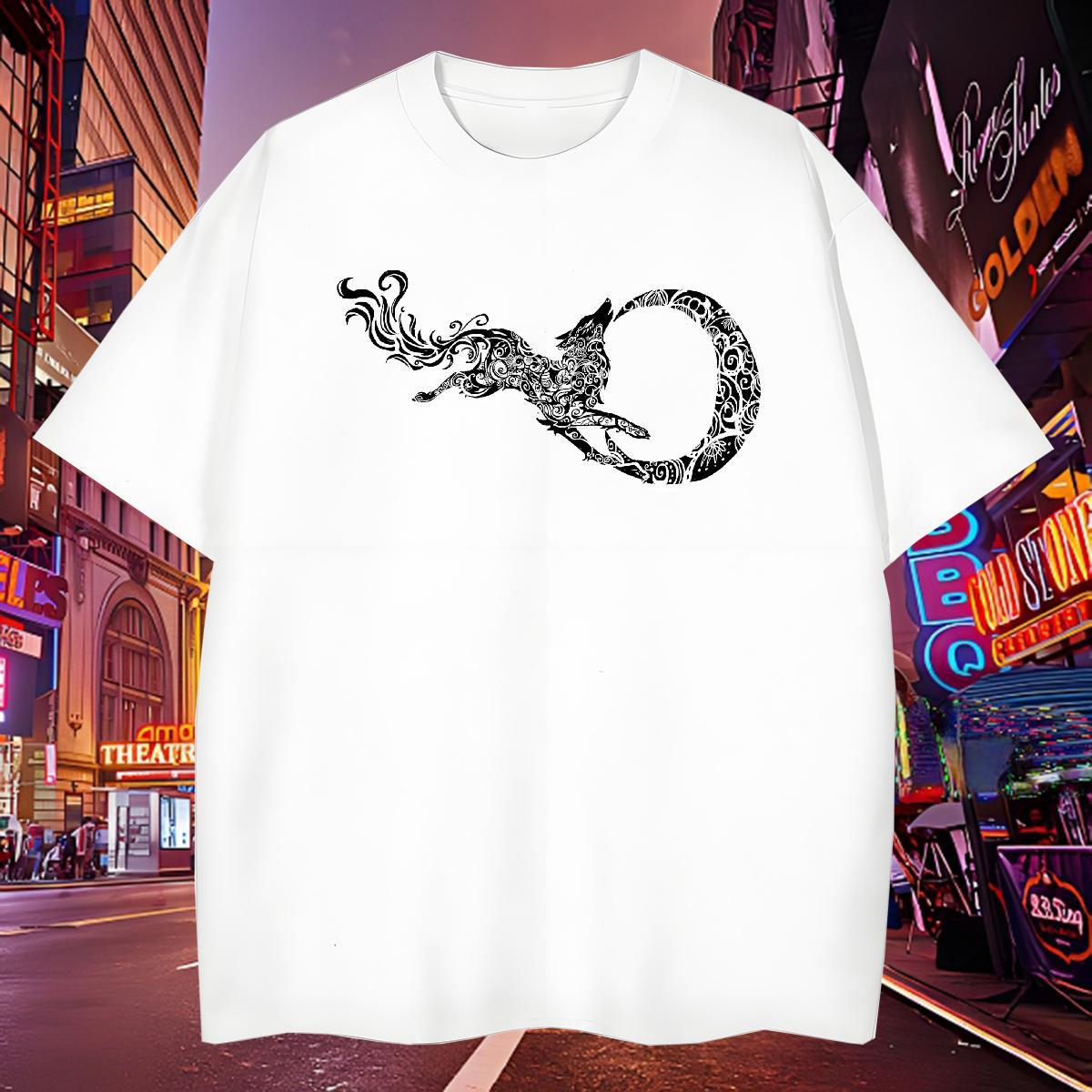 Unisex Men Tees 230g 100% Cotton wolf Man T Shirts Street wear Hip Hop Crew Neck Breathable Custom Print Plus Size Customized Tee Shirt