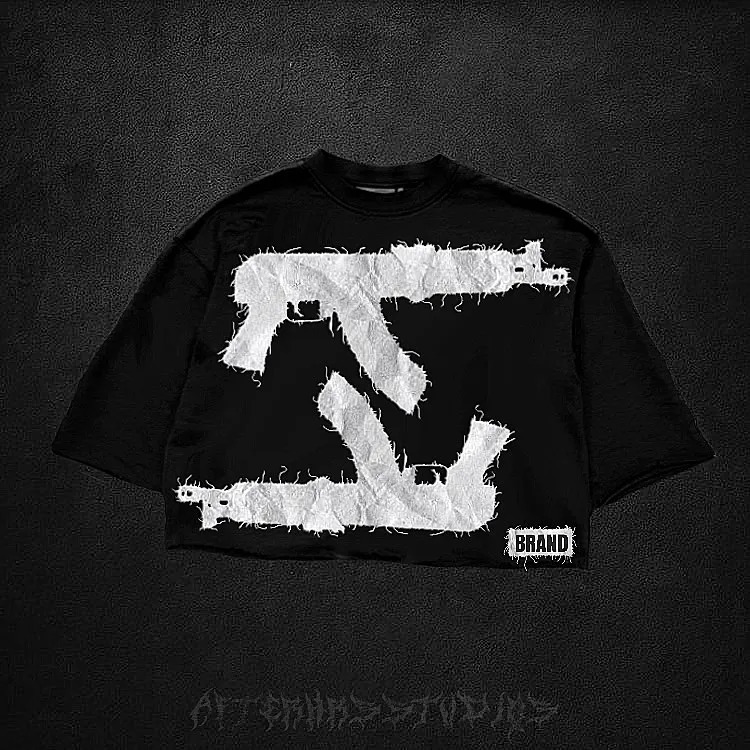Bankruptcy graphic t shirts gothic streetwear y2k top oversized short harajuku seven quarter sleeve goth t shirt men clothing 240819