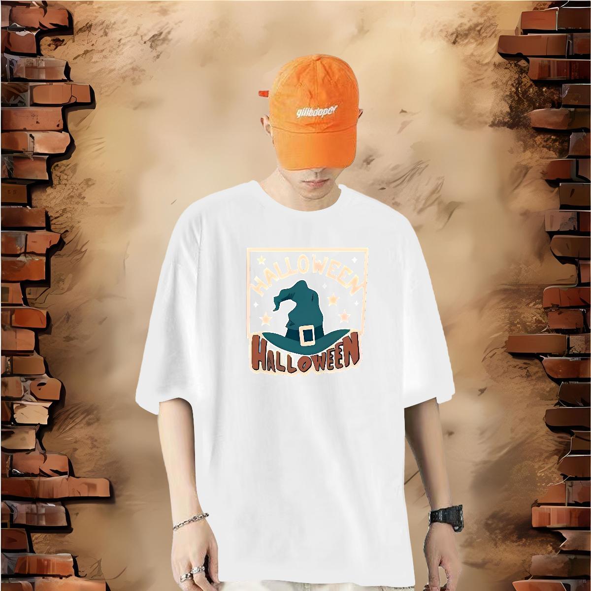 Customized Men T Shirts 230g 100% Cotton halloween hat Street Wear Tee Shirt Breathable Crew Neck Cool Couples T Shirts DIY