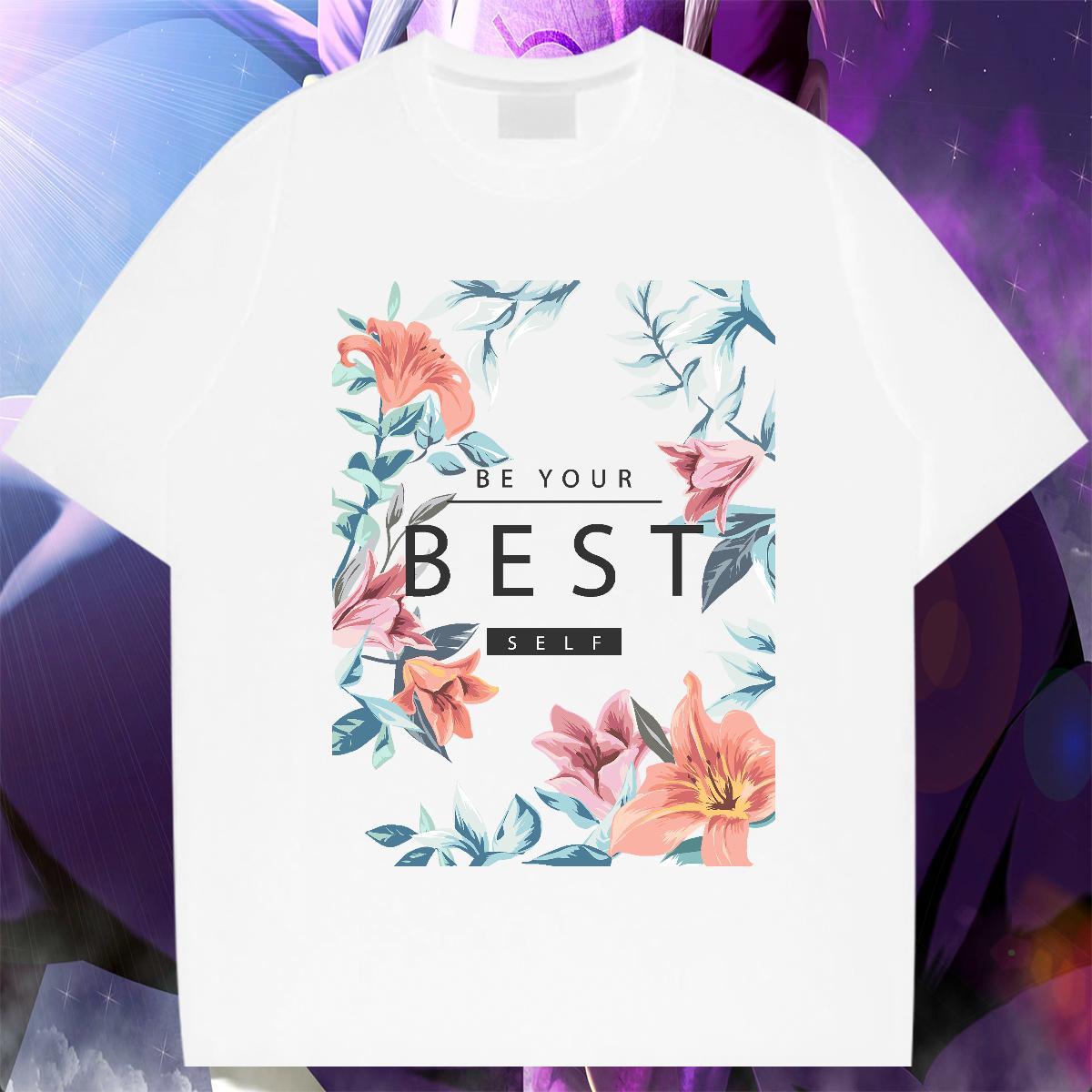 Loose Tshirts 230g Pure Cotton Anime Printing Street letter Customized Crew Neck Breathable Designer T shirt Top Tees