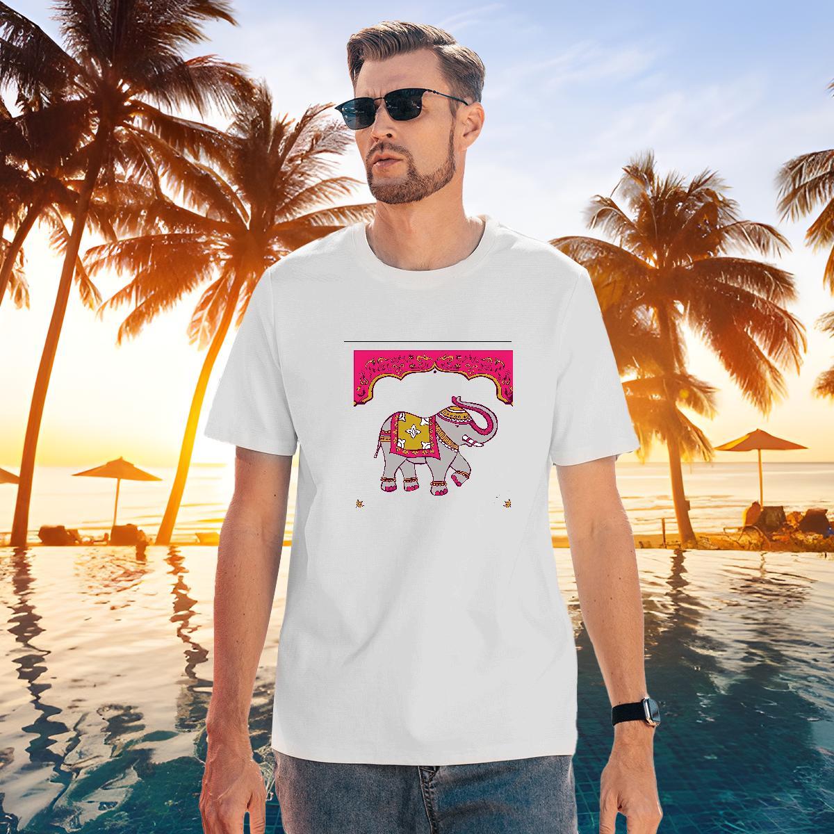Designer Men Tshirts 230g Cotton Elephant T shirt Outdoor Round Neck Short Sleeve Cartoon Printing L-4XL 2024 New Wear