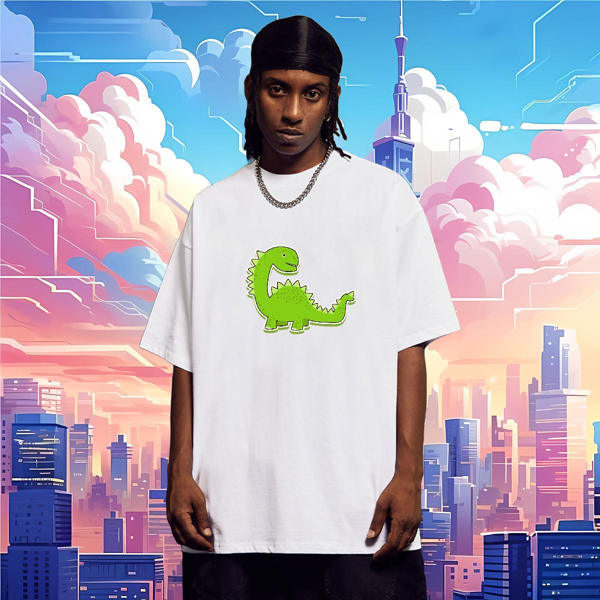 T-Shirts 230g Pure Cotton dinosaur Spring Summer Breathable Short Sleeve Customized Men Clothes T-Shirt Fashion Design Brand Tops Shirt