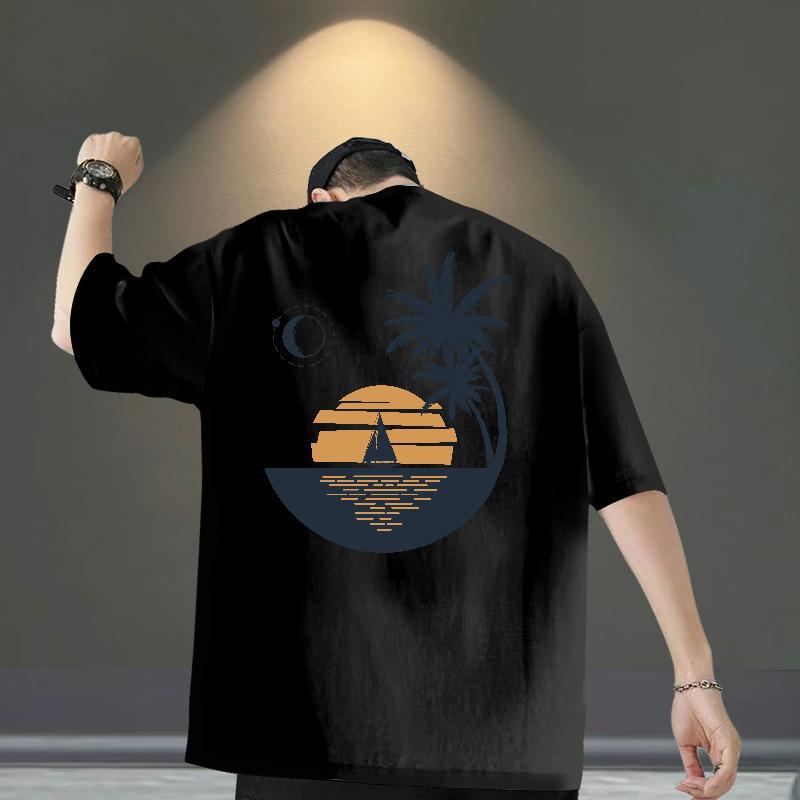 Classic Casual Men T Shirts 230g 100% Cotton sun Sports Casual Tshirts Round Neck Short Sleeve Popular Men Clothes T-Shirt Plus Size Custom