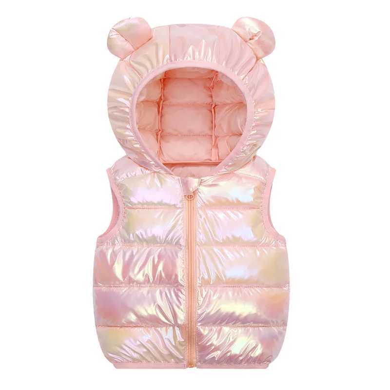 Autumn and winter childrens vest 2023 new fashion sleeveless jacket for girls and boys hooded vest jacket for 2-6 years childrens clothingW240724