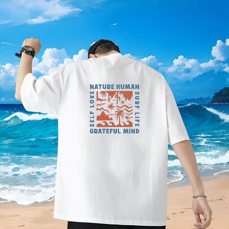 Classic Casual Mens T Shirts 230g 100% Cotton tree Sport Tee Shirt O Neck Short Sleeves Cool Design Men Tshirts Oversized 4XL