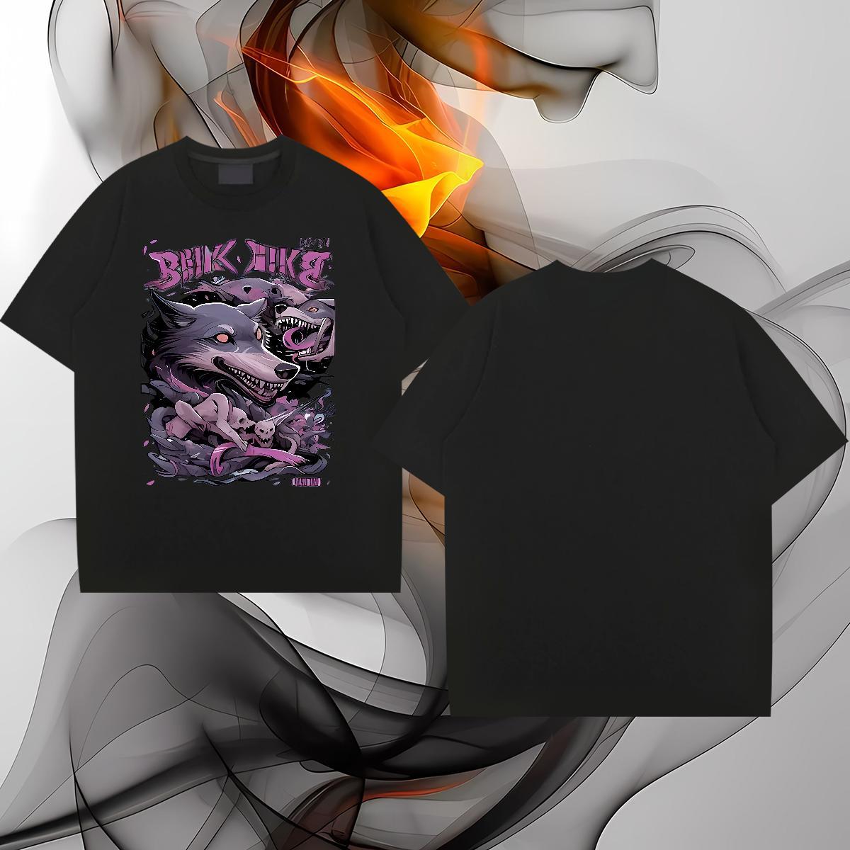 Fashion Designer T-Shirts 100% Cotton 230g wolf Home Outdoor Clothings Short Sleeve O-Neck TOP Quality Men Clothes T-Shirt Skull