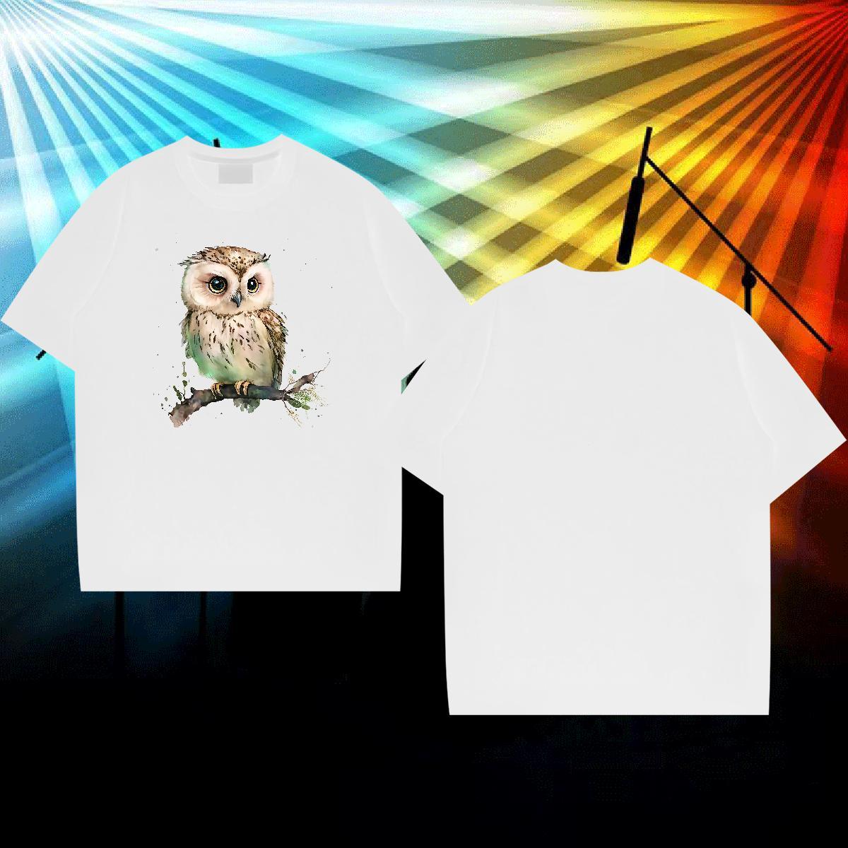 Custom Men T Shirts 100% Cotton 230g Owl Hip Hop Wear Breathable Crew Neck Loose Men Tees Plus Size Custom