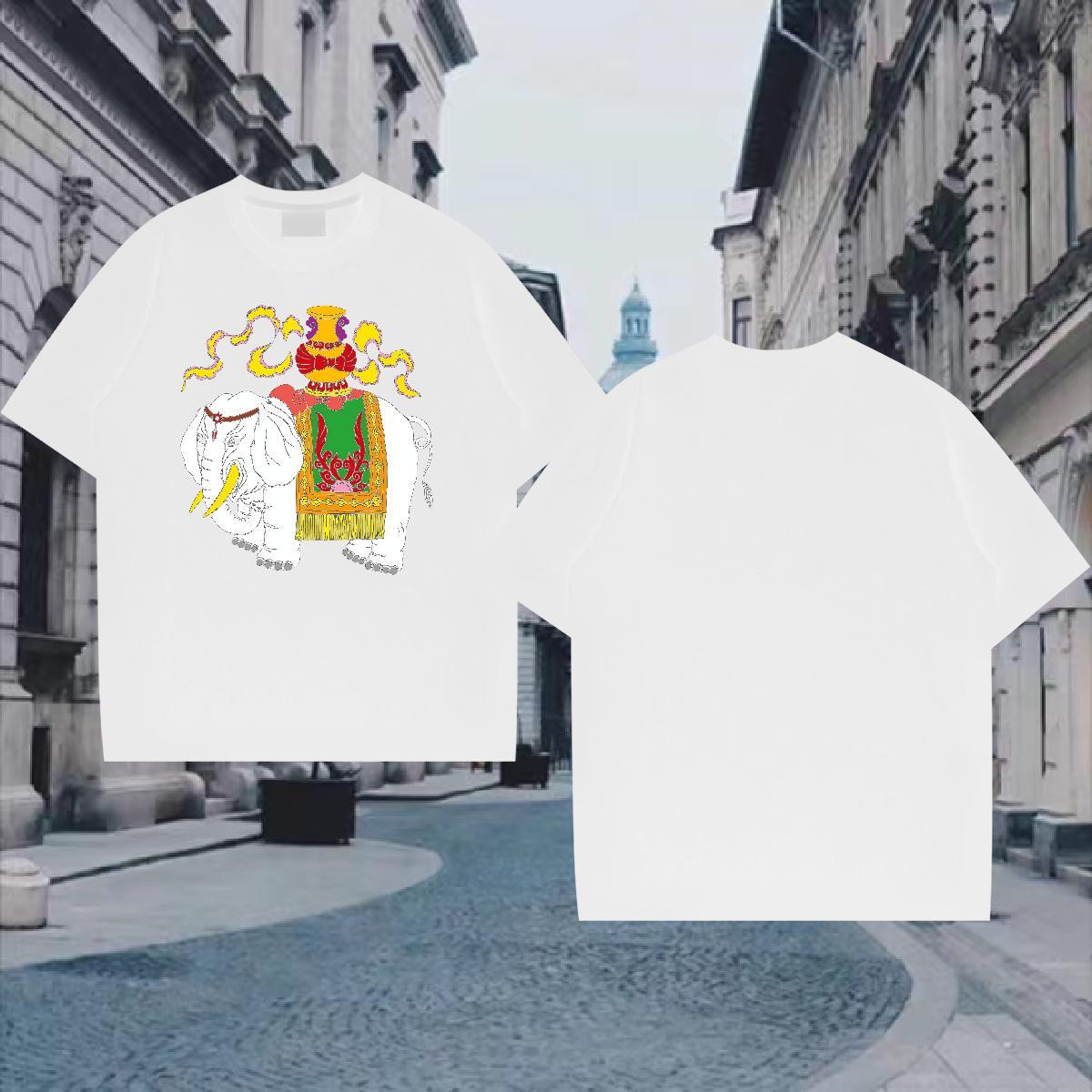 T Shirts Men 230g Cotton elephant Street Breathable Short Sleeve DIY Logo Oversized Men Tees Classic Casual Loose Tees Shirts