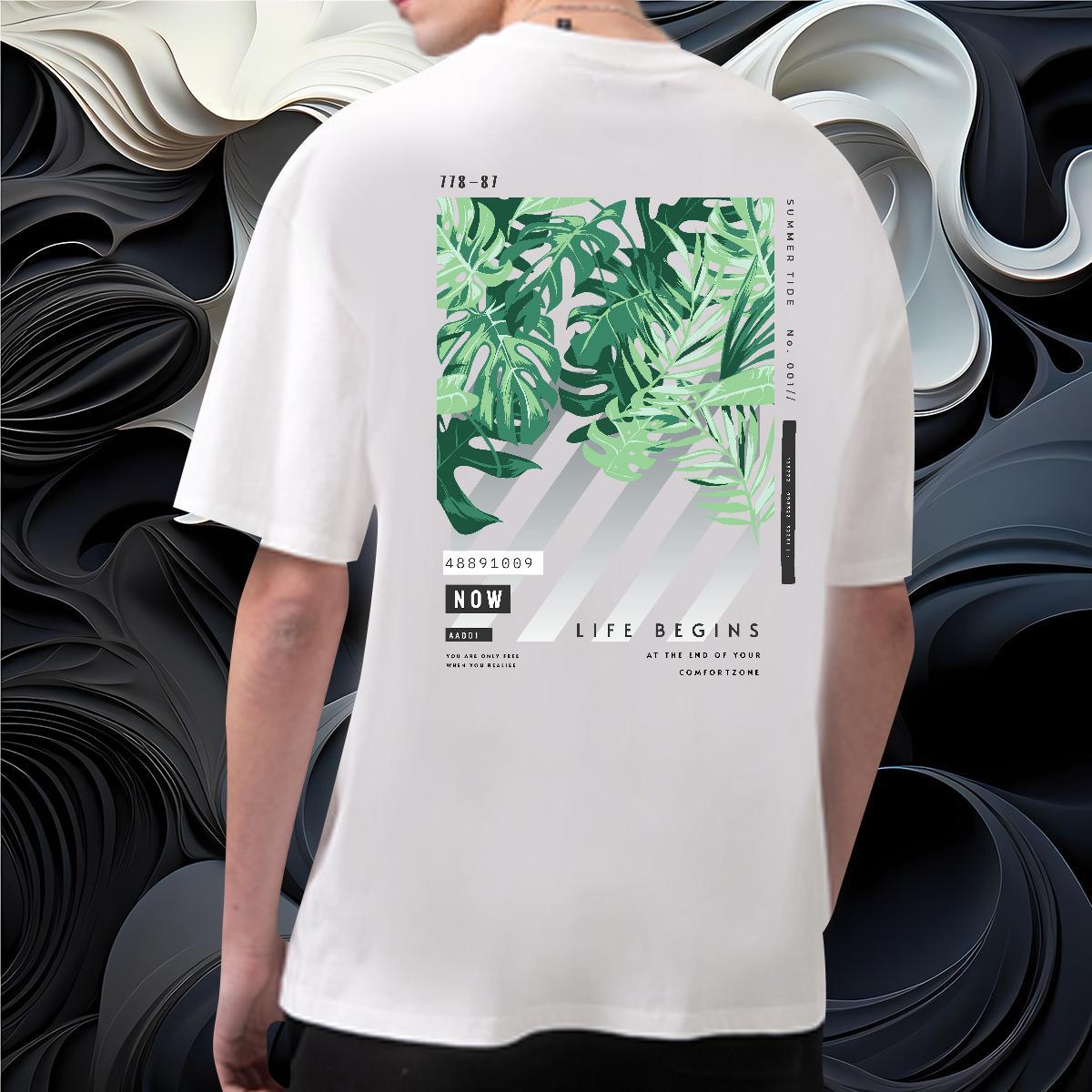 Designer T-Shirts for Men 230g Pure Cotton tree Street Casual Clothings O-Neck Short Sleeve Brand Men Clothes T-Shirt DIY Printed