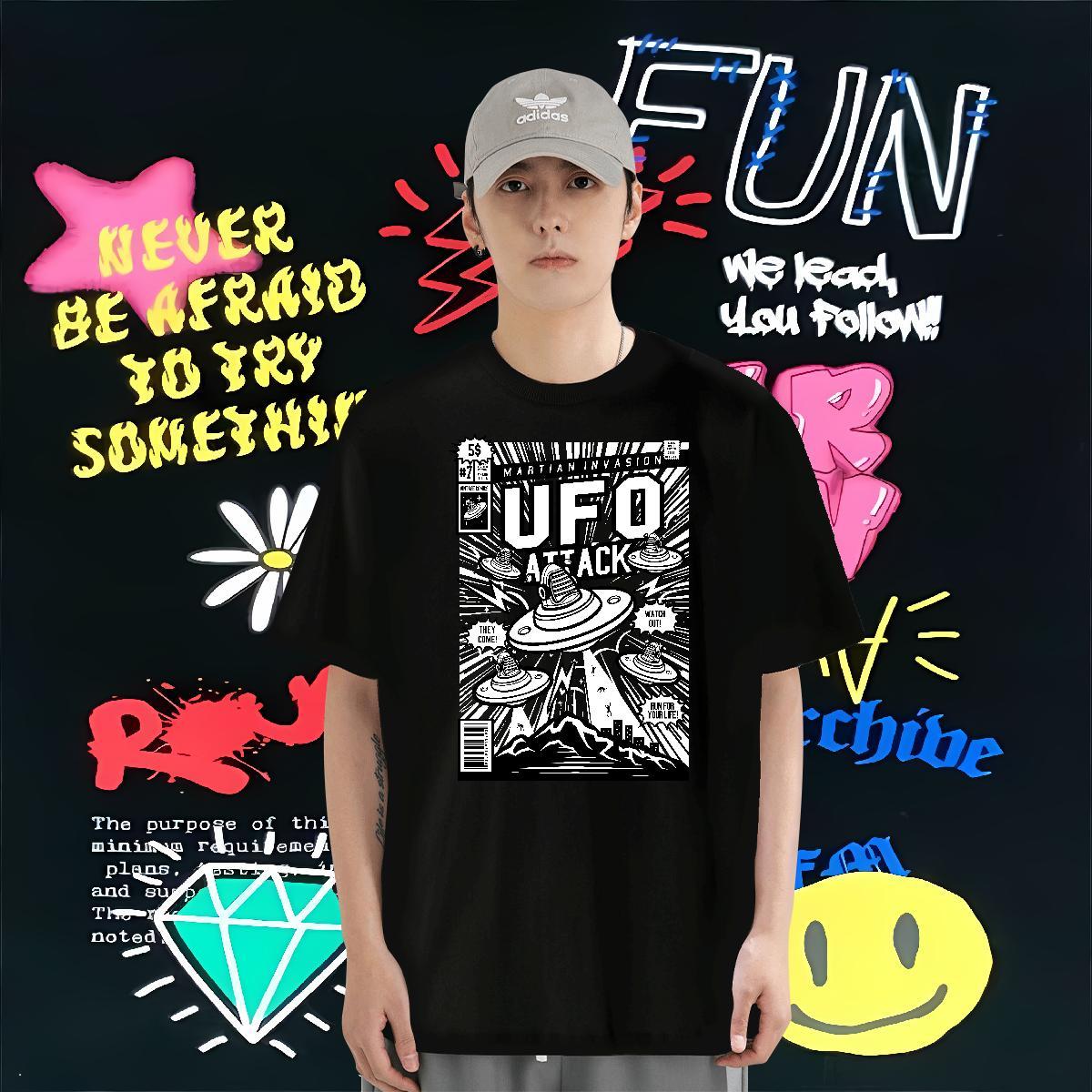 Fashion T-Shirts ET Wear 230g Pure Cotton Beach Unisex White Plus Size Crew Neck Breathable Tshirts