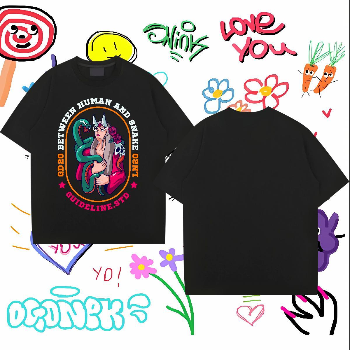 DIY T Shirts Men 100% Cotton 230g flower Street Wear Clothings Crew Neck Free Shipping Couples T Shirts Custom Big Size