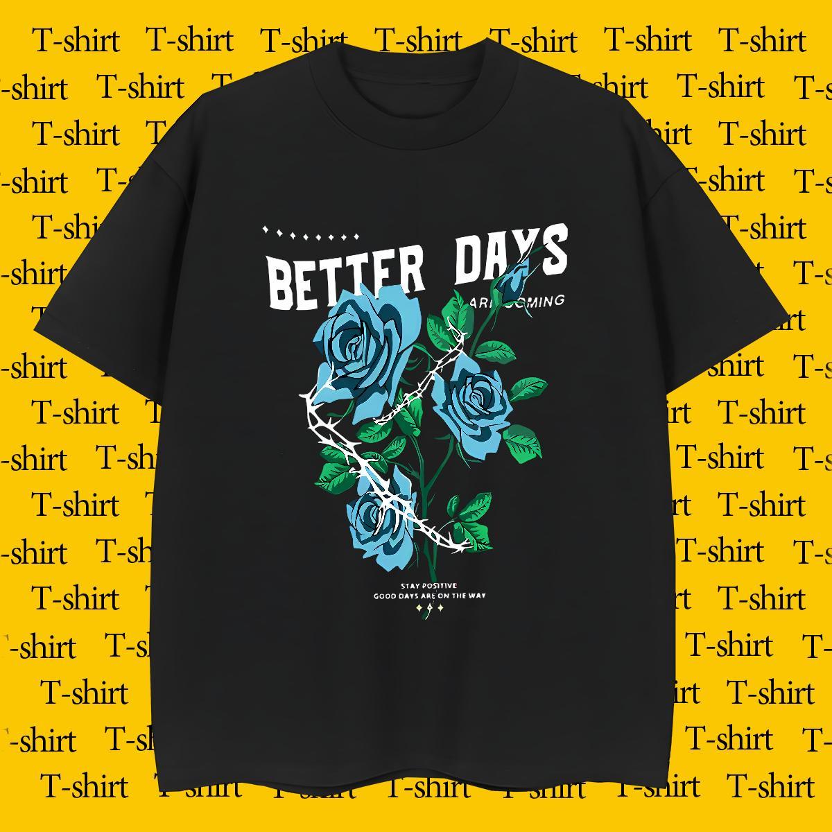 Unisex Couples T Shirts 230g Cotton Outdoor flower Oversized Breathable Crew Neck DIY Customized T-Shirts for Men Tees