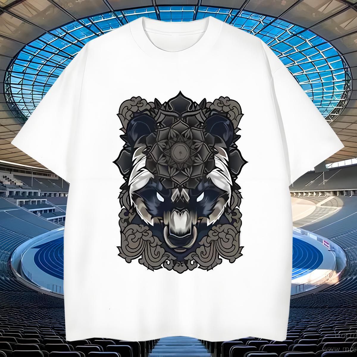 Cool Tshirts 230g Pure Cotton Sport wolf Black Oversized Breathable Crew Neck New Designer T shirt Tee Shirt