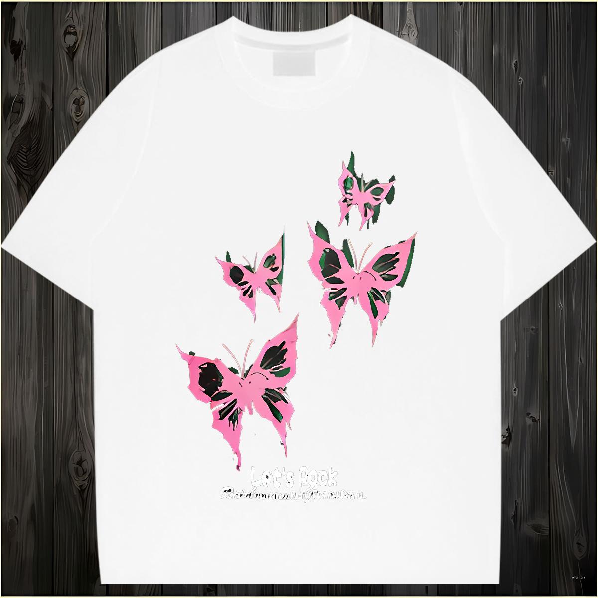 Wholesale T Shirt For Man 230g Cotton Butterfly Home Outdoor Tops Crew Neck TOP Quality Mens Tshirts DIY Anime