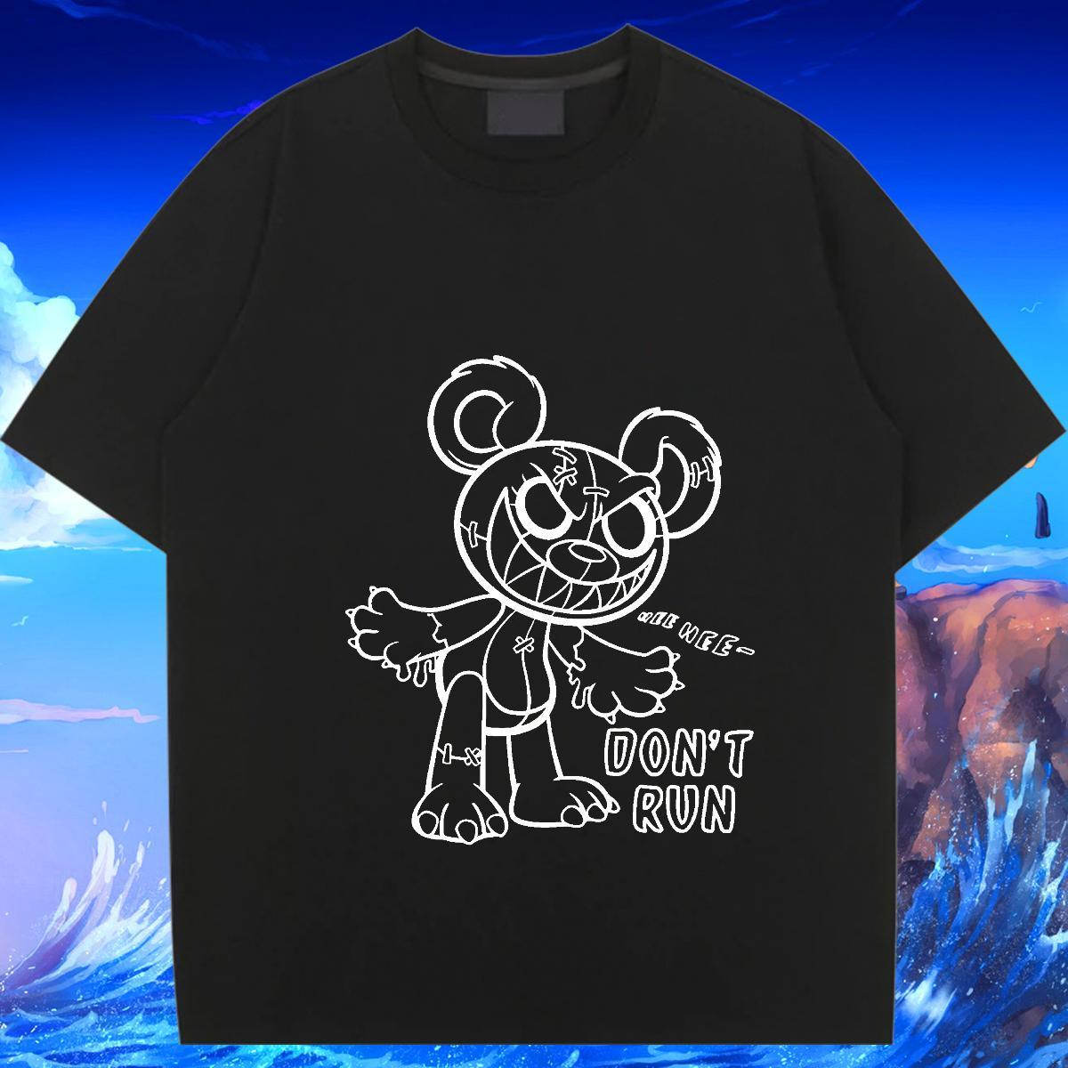 Loose fit T Shirts Women Short sleeve Soft Women Tees Anime Print bear Street Casual 230g Cotton Custom Tops Shirt