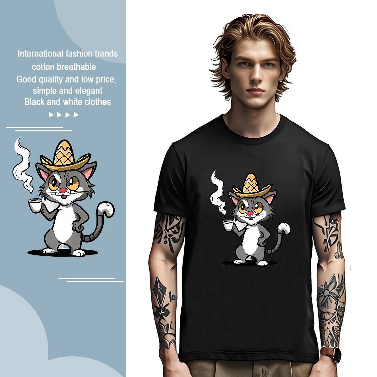 T Shirt For Man 230g Pure Cotton Home Outdoor Breathable Crew Neck Black Oversized Couples T Shirts Fashion Casual Soft Tops Shirt