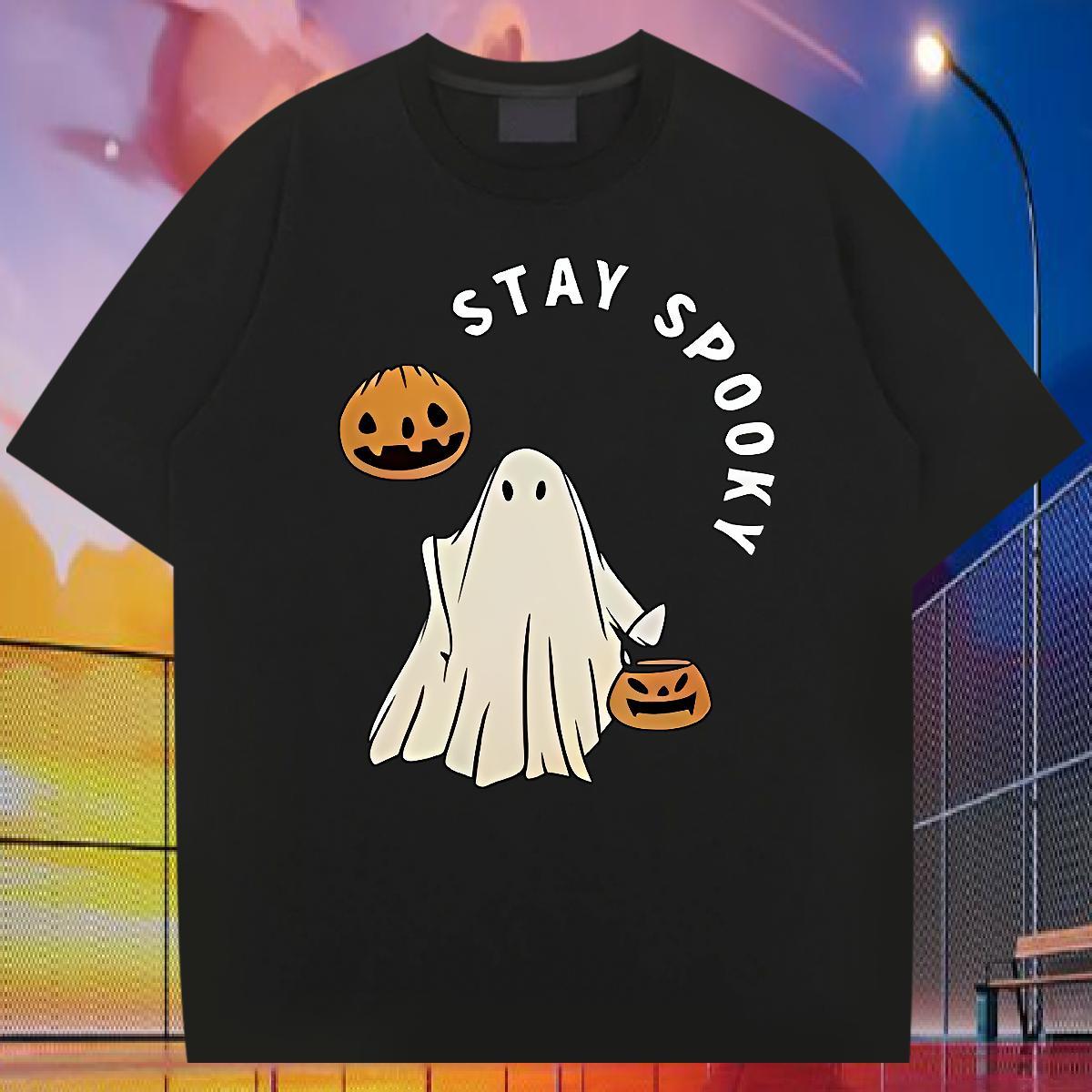 Wholesale T Shirt For Man 230g Cotton halloween Hip Hop Clothes Crew Neck Cool Design Men Tshirts White Plus Size