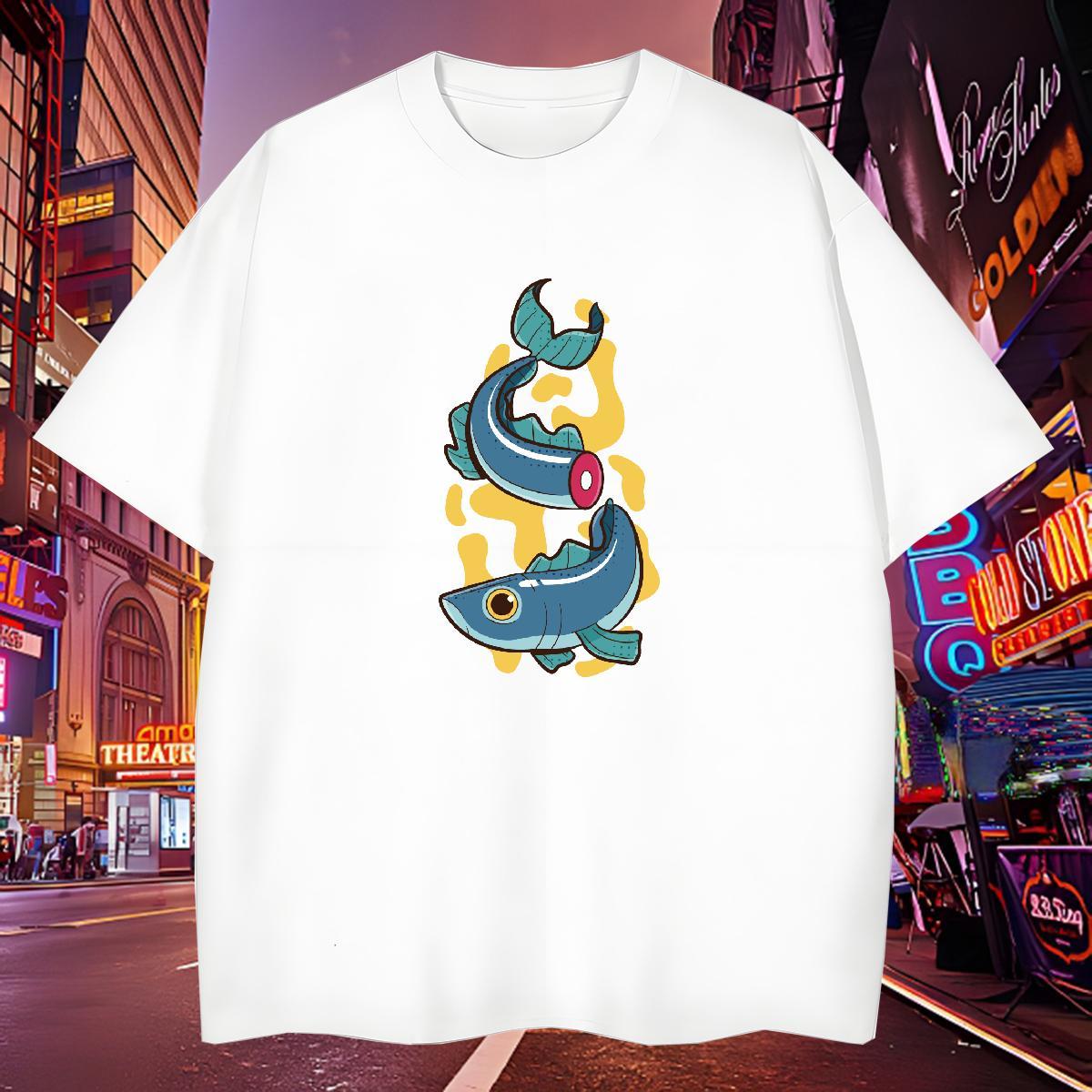 Classic Men Tees 230g Cotton fish Men T Shirts Daily Outfit Round Neck Short Sleeve Custom Anime 2024 Summer Tee Shirt