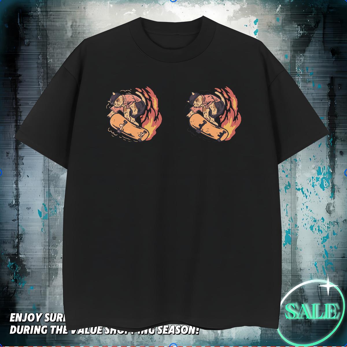 Designer T shirt 100% Cotton 230g cat Beach Tee Shirt Crew Neck Loose Fit Men Tops Tees Custom Printed
