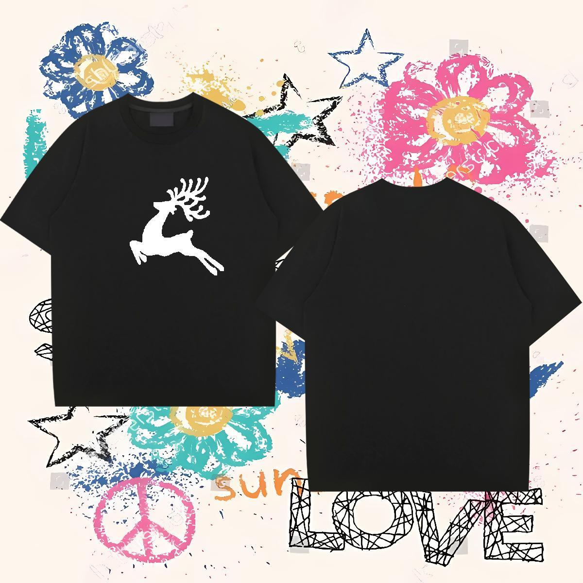 Designer T Shirts Men 230g 100% Cotton Christmas Daily Outfit Top Tees Crew Neck Comfortable Tshirt for Man Woman Cartoon Printing L-4XL