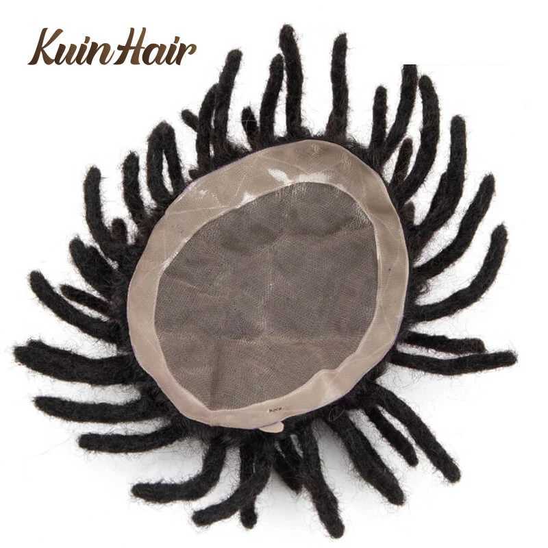 Dreadlocks Afro Curly Men Toupee 100% Wigs Durable Fine Mono Natural Hairpiece Mens Capillary Prothesis For Black MeM240806