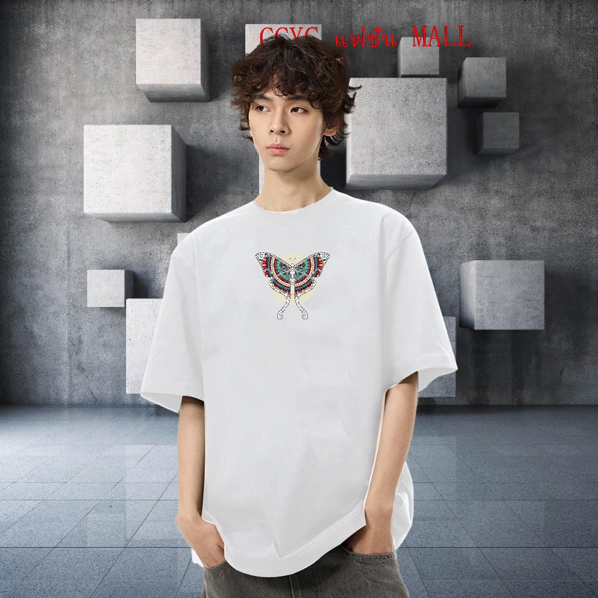 High Quality Men Tees 230g 100% Cotton Casual Butterfly DIY Logo Oversized O Neck Short Sleeves New Designer Man T Shirts Tops Tees