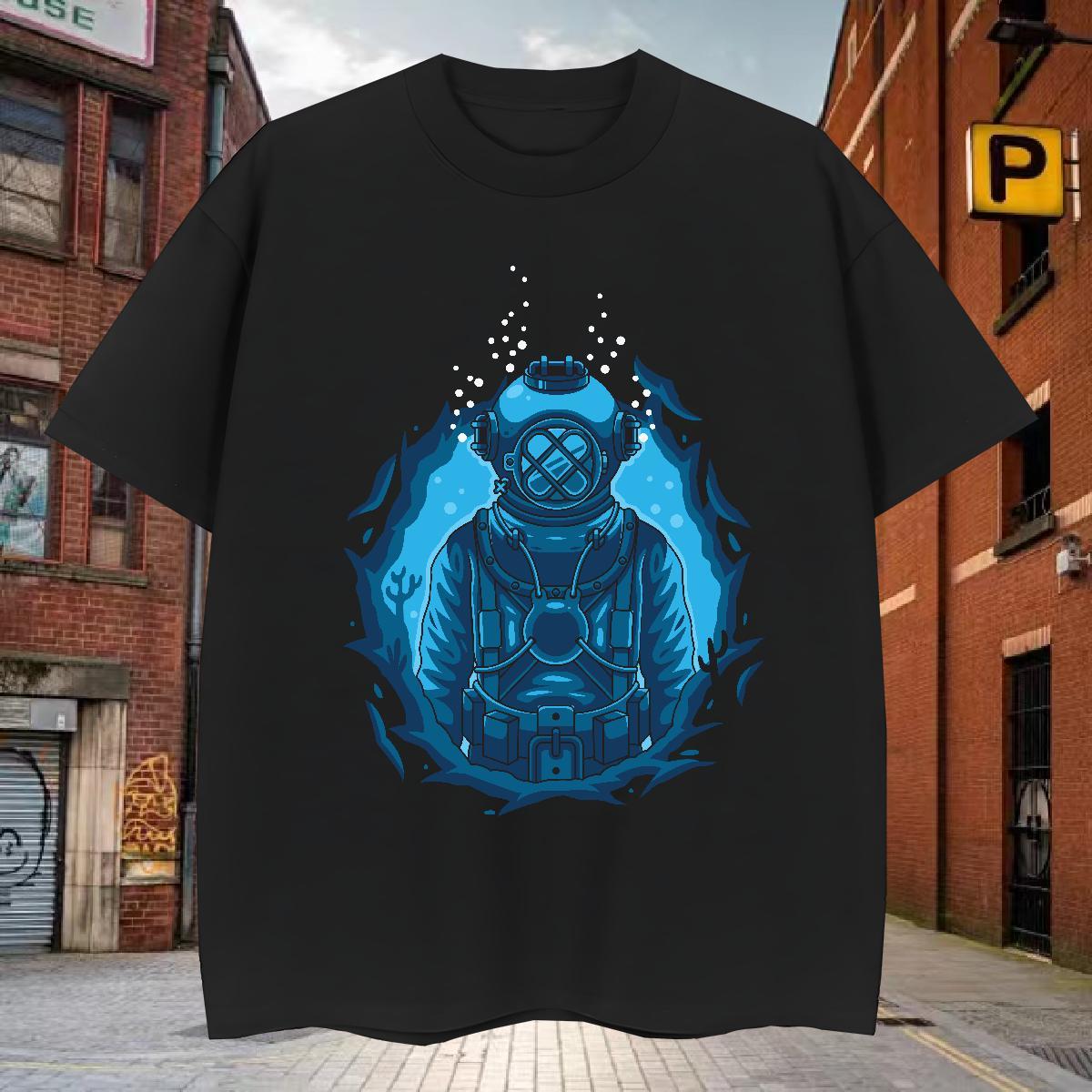 T Shirt For Man 230g Pure Cotton outer space Daily Wear Breathable Short Sleeve Anime Print Tshirt for Man Woman Brand Free Shipping Top Tees