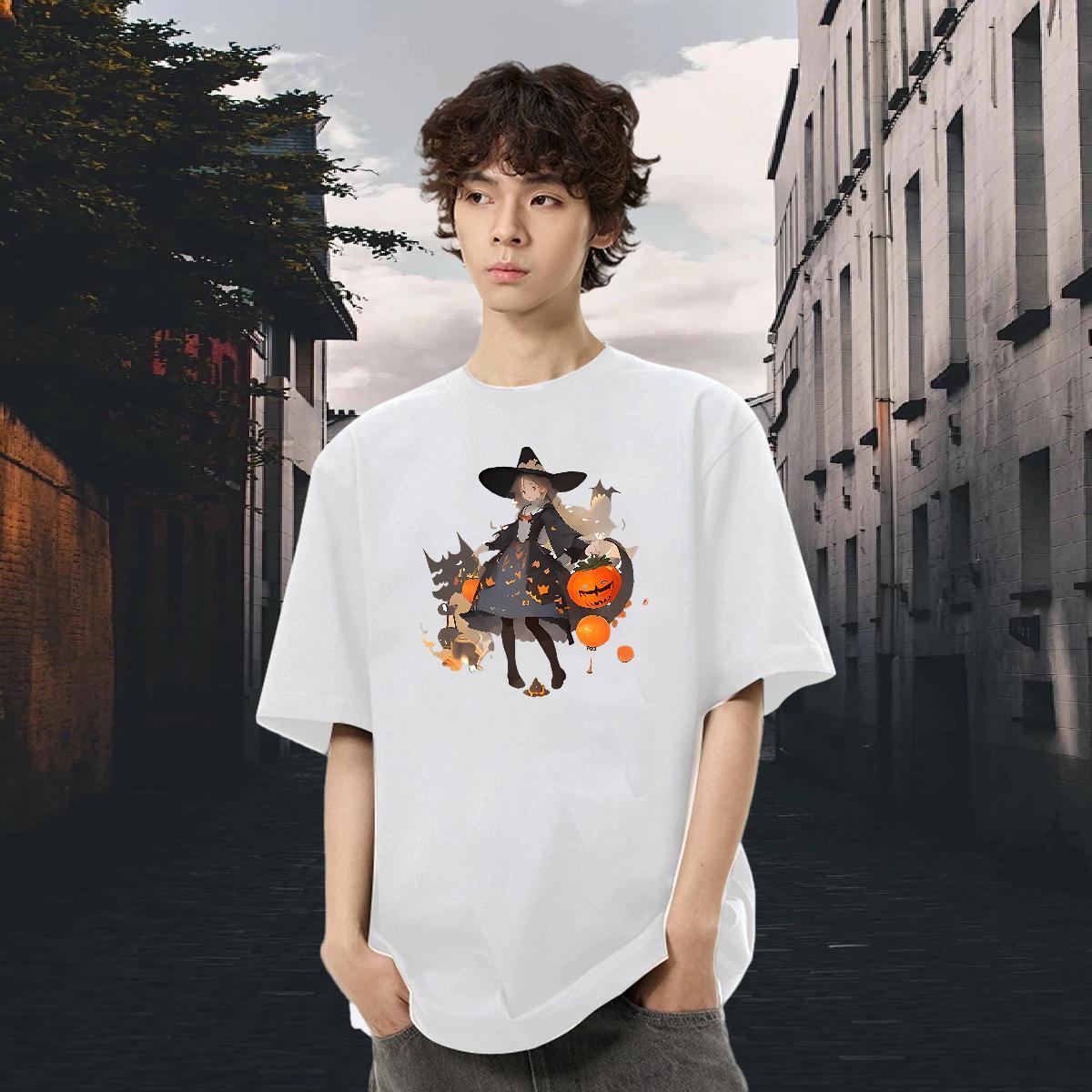 Fashion New T-Shirts for Men 230g Cotton halloween Summer Casual Tees Breathable Short Sleeve Unisex Men Tees Graphic