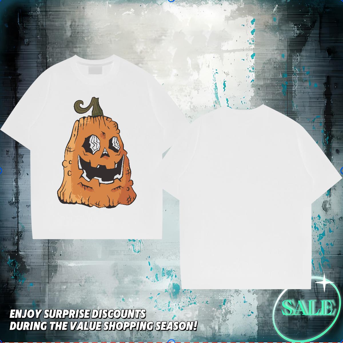 Classic Casual Men T Shirts 230g Pure Cotton Halloween Street Casual Wear Short Sleeve O-Neck Cool Tshirts Custom Anime