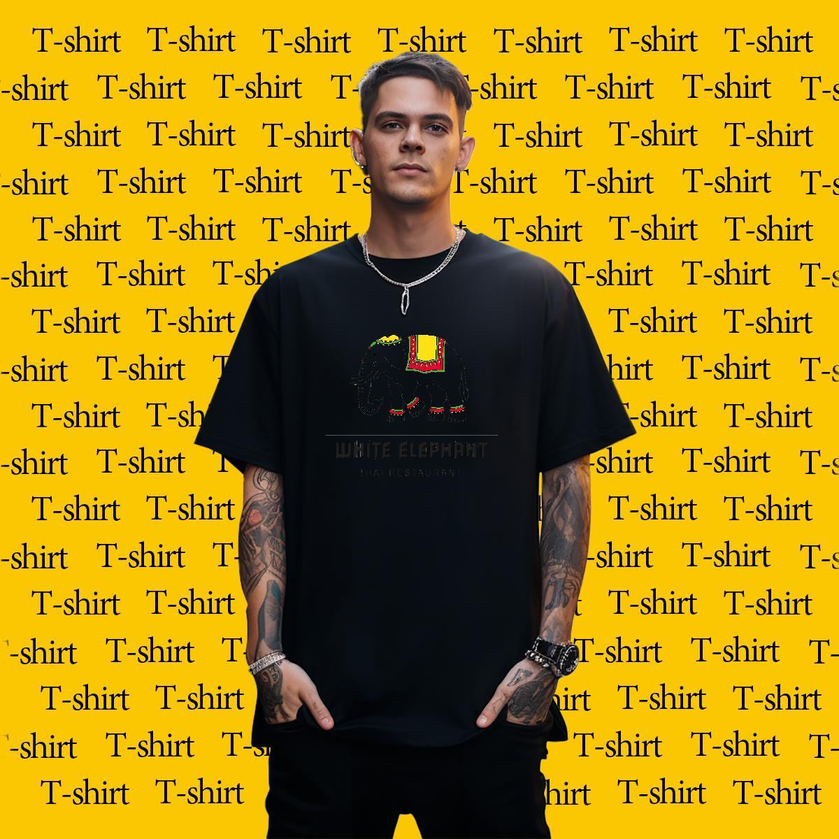 2024 DIY T-Shirts for Men 230g Pure Cotton elephant Casual Wear Short Sleeve O-Neck Loose Men Tees Custom Printing