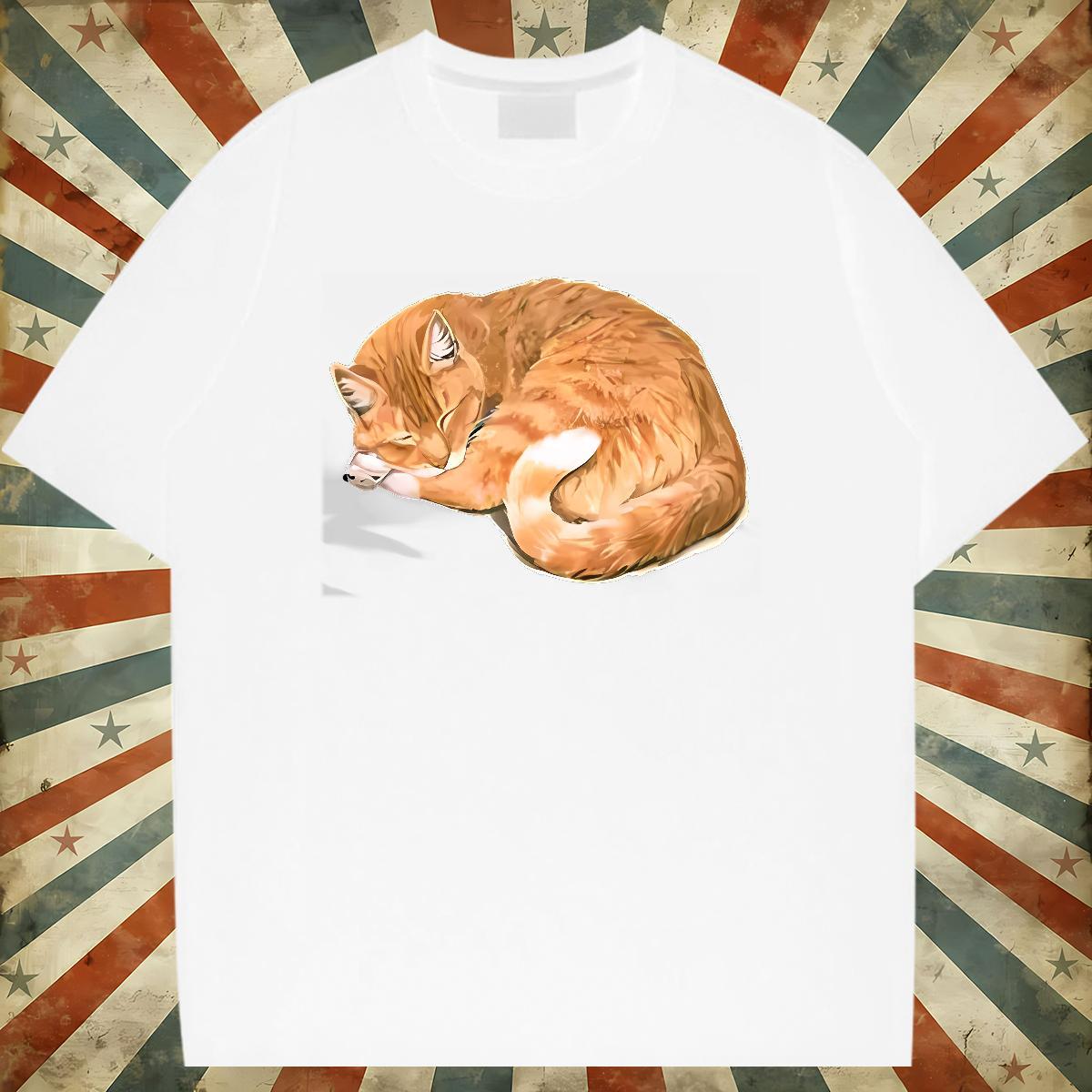 Casual New Mens T Shirts 230g 100% Cotton cat Summer Casual Tops Breathable Crew Neck High Quality Tshirt for Man Woman Customized Print