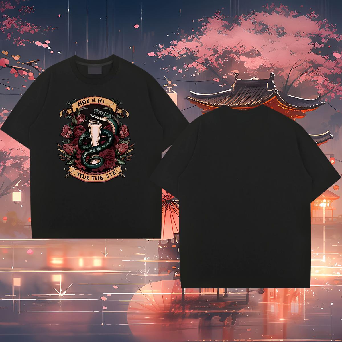 2024 Men T Shirts 230g Cotton snake Sports Casual Wear O Neck Short Sleeves Brand Men Tees Custom Cartoon