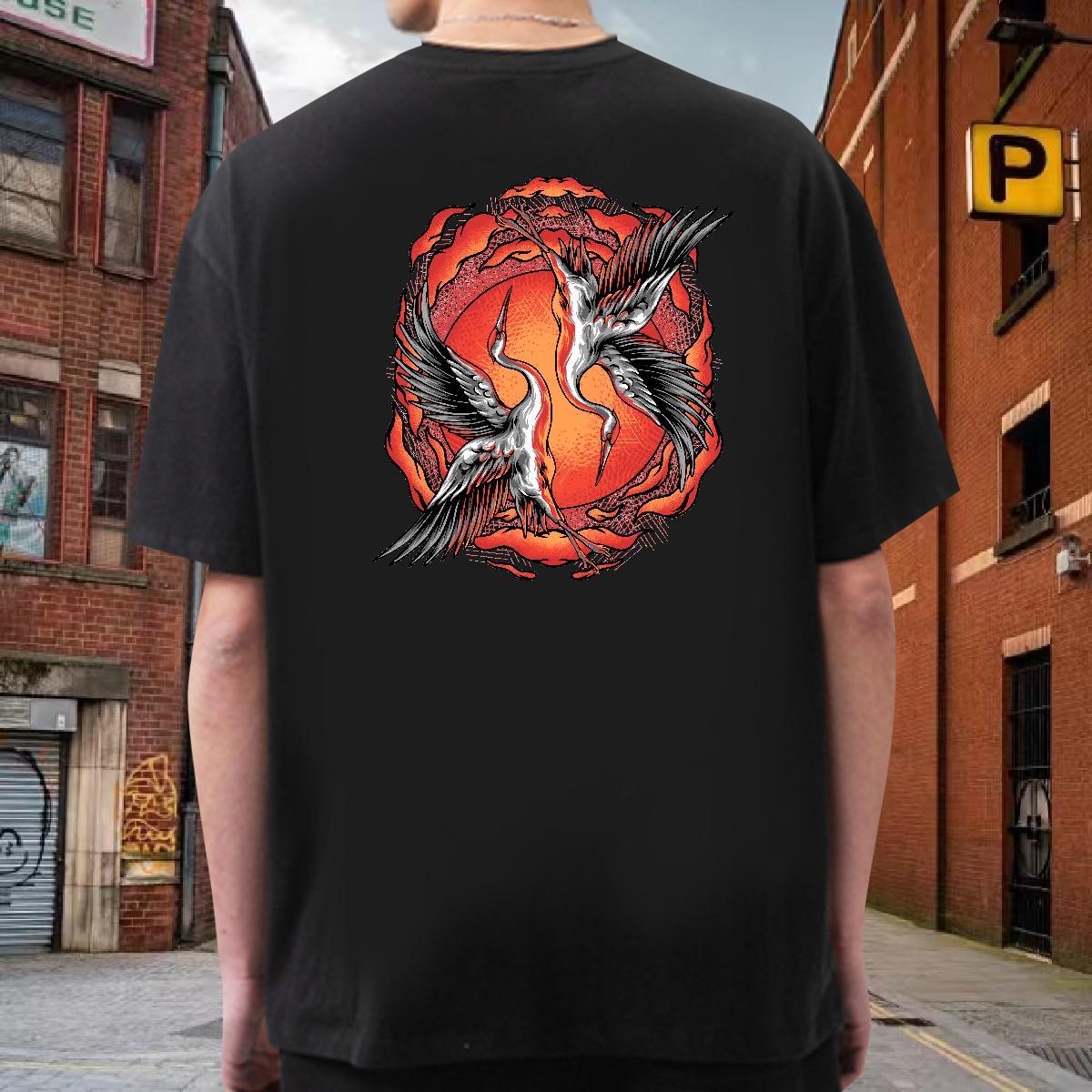 Loose Fit Tshirts 230g 100% Cotton eagle T-Shirts for Men Street Breathable Short Sleeve DIY Anime 2024 New Clothes