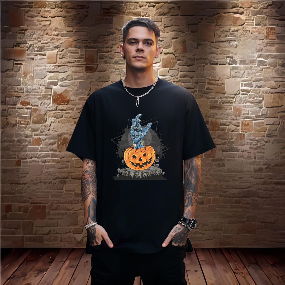T Shirts Men 100% Cotton 230g Halloween Sports Casual Breathable Short Sleeve Custom Printed Men Tops Tees Fashion Loose Fit Tops Shirt