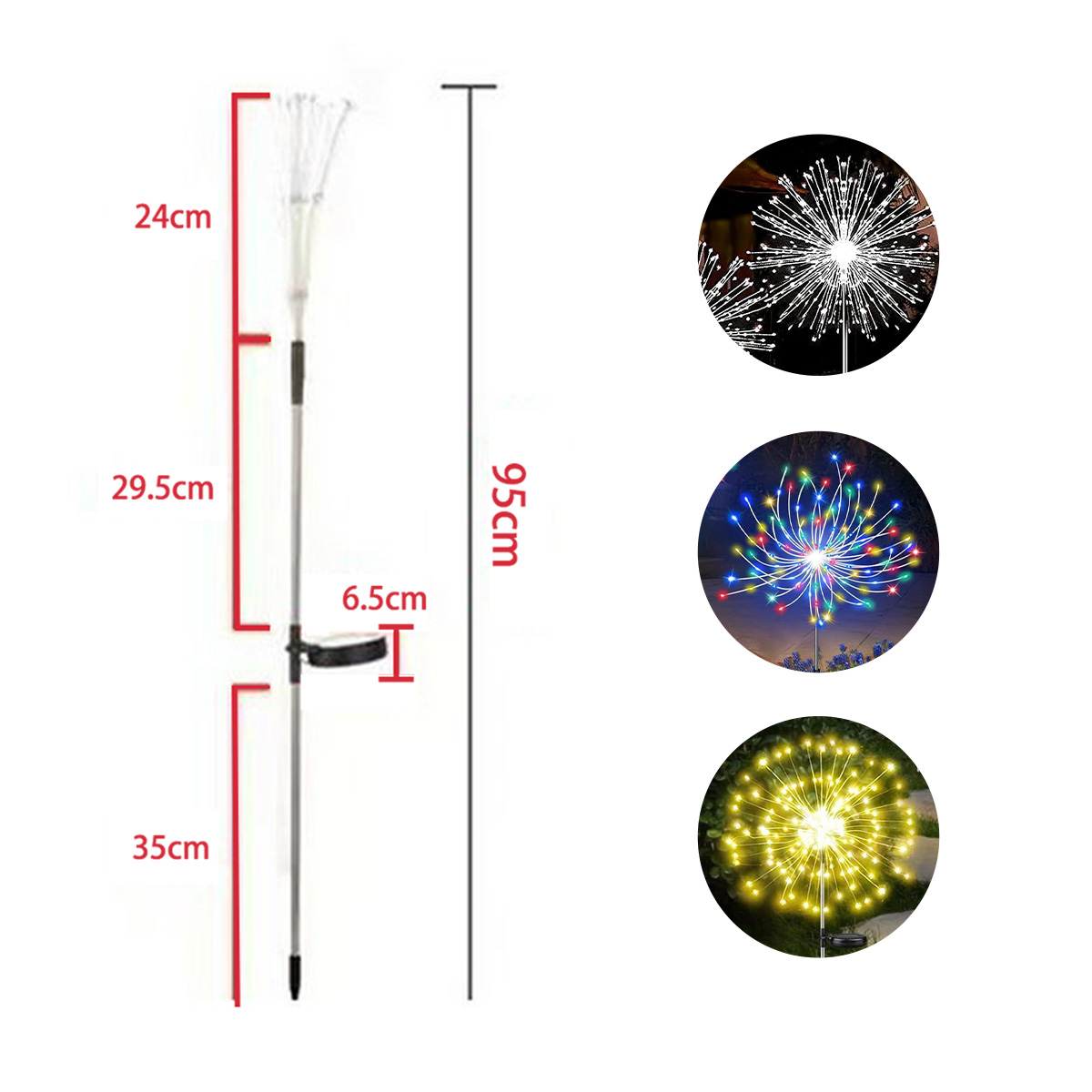 LED solar powered ground mounted fireworks lights, dandelion light string, outdoor festival courtyard garden decoration, lawn lights,constant bright s