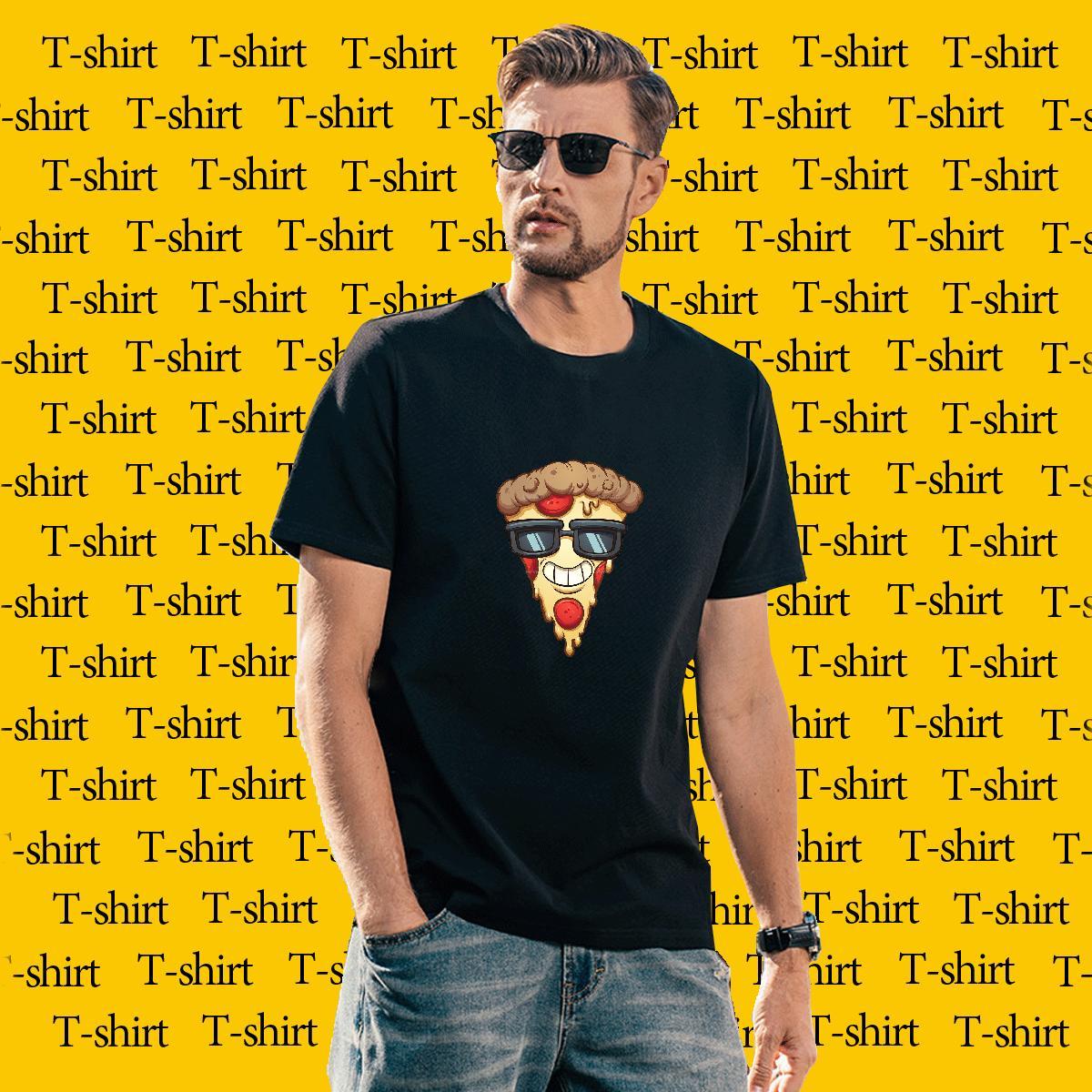 Loose Mens Tshirts 230g 100% Cotton Pizza T Shirts Men Sports Casual Crew Neck Breathable Anime Print Customized Tee Shirt