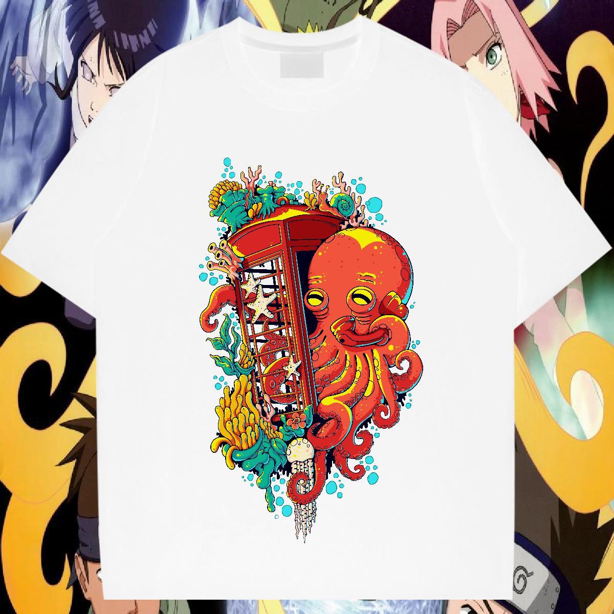 Custom T-Shirts for Men 230g Pure Cotton octopus Sports Casual Tops O-Neck Short Sleeve Designer Men Clothes T-Shirt Oversized