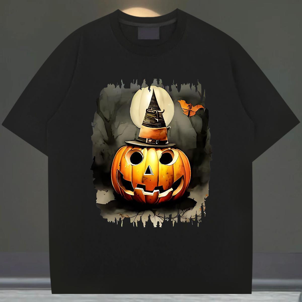 DIY Customized Mens T Shirts 230g 100% Cotton pumpkin Anime Printing Street Polos Short Sleeve O-Neck Designer Men Tshirts Skull