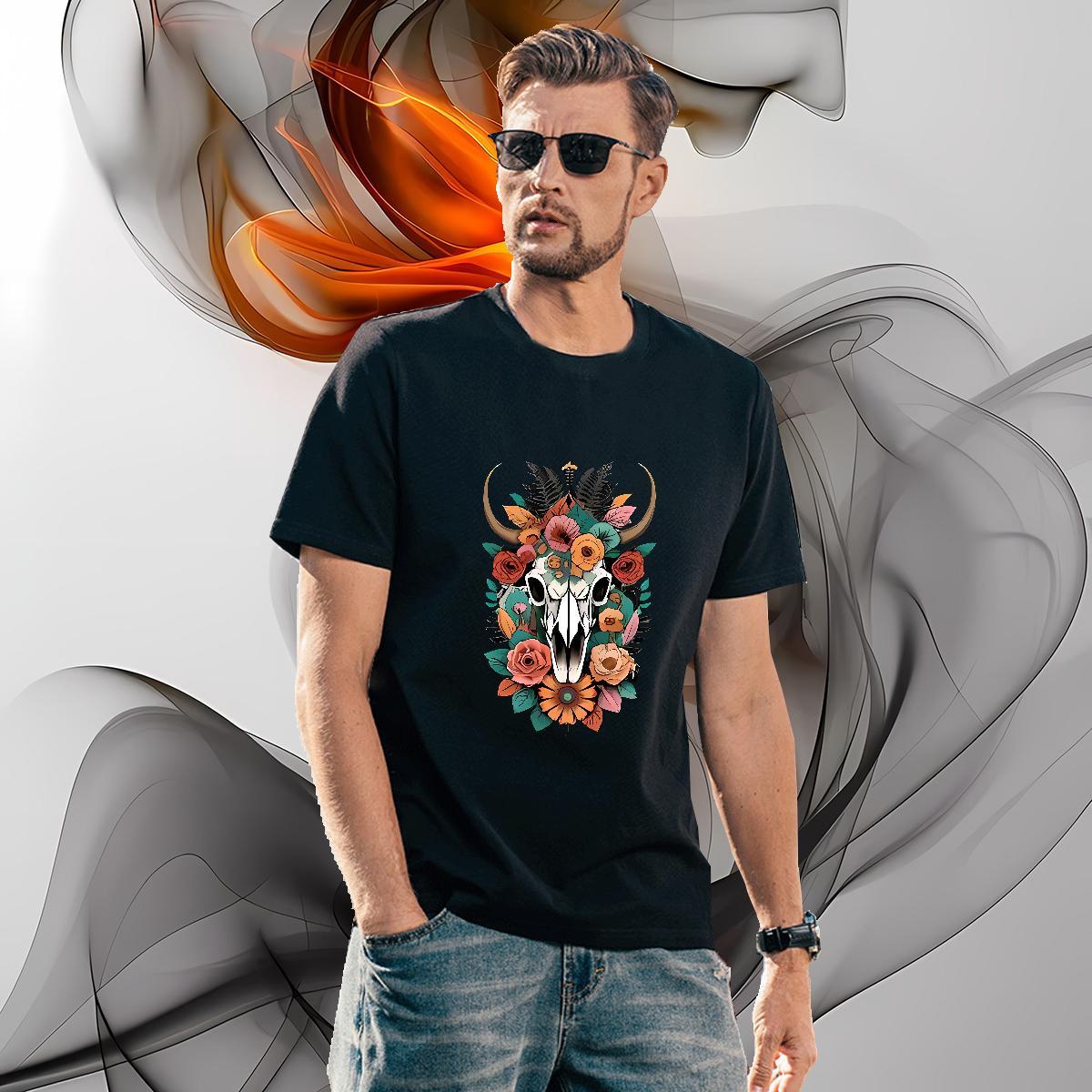 Mens T Shirts 100% Cotton 230g flower Street Wear Breathable Soft Plus Size Cartoon Men Tops Tees Fashion Classic Clothes