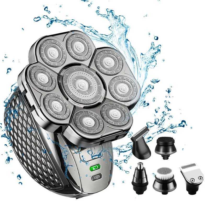 Grooming Kit 6in1 Head Electric Shaver For Men Beard Hair Trimmer Facial Razor Body Bald Shaving Machine Wet Dry RechargeableXJ240806