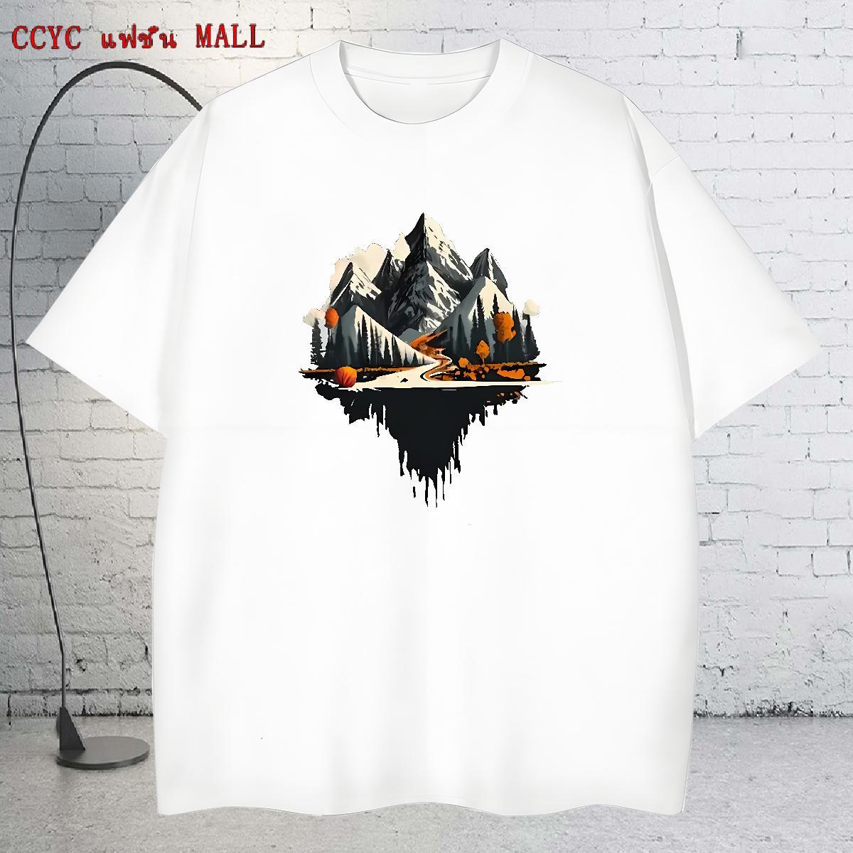 Designer Mens Tshirts 230g Cotton Casual mountains DIY Logo Oversized Round Neck Short Sleeve 2024 DIY Men T Shirts Tops Tees