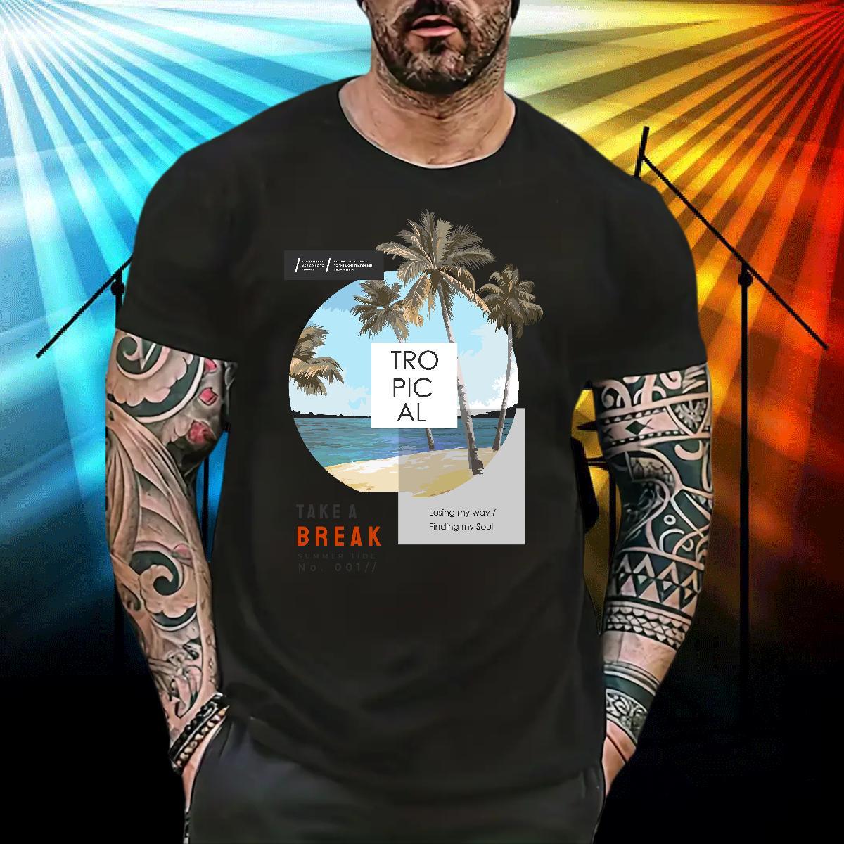 Brand T-Shirts for Men 230g 100% Cotton tree Daily Outfit Tops Shirt Breathable Soft Loose Tshirts Oversized 4XL