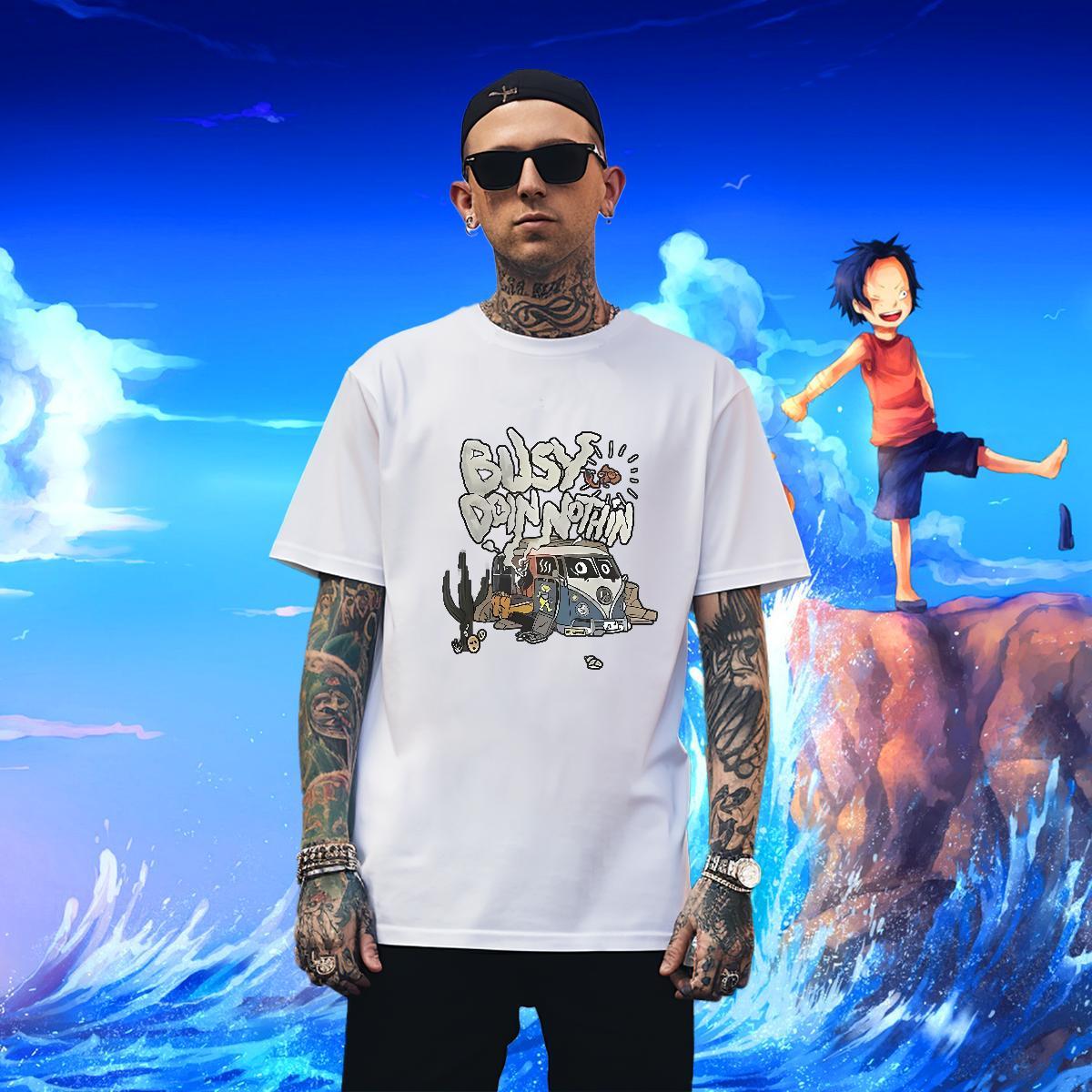 High Quality Couples T Shirts 230g Cotton Anime Printing Street car DIY Printed Round Neck Short Sleeve Free Shipping T Shirts Men Wear