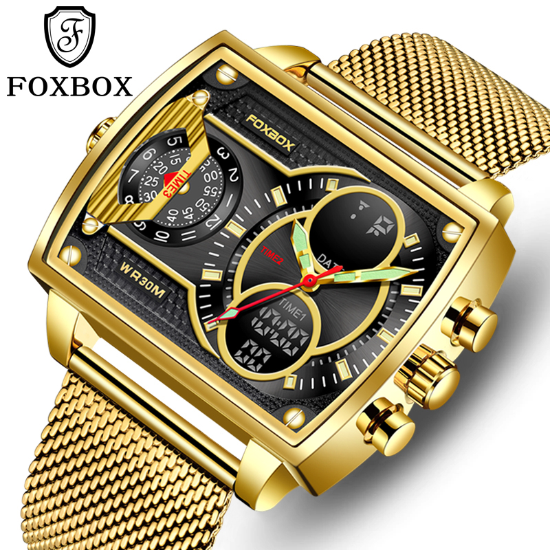 LIGE Men's Quartz Electronic Dual Display Watch Multi-functional Waterproof watch Glow-in-the Dark Calendar Teen Student Watch Stainless Steel me