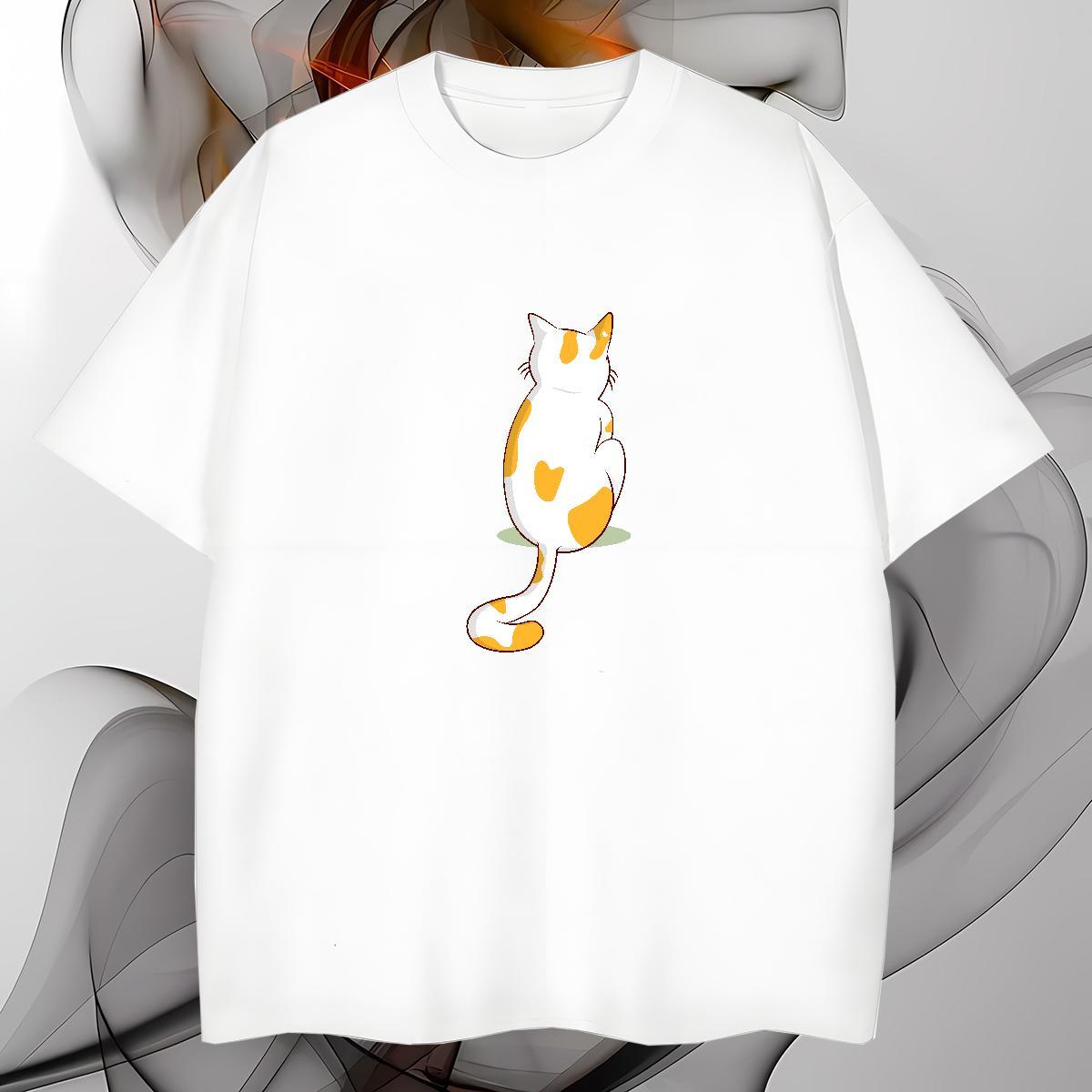 DIY Customized T Shirt For Man 230g 100% Cotton cat Hip Hop Street Tees Short Sleeve Soft Classic Men Tees Custom Anime