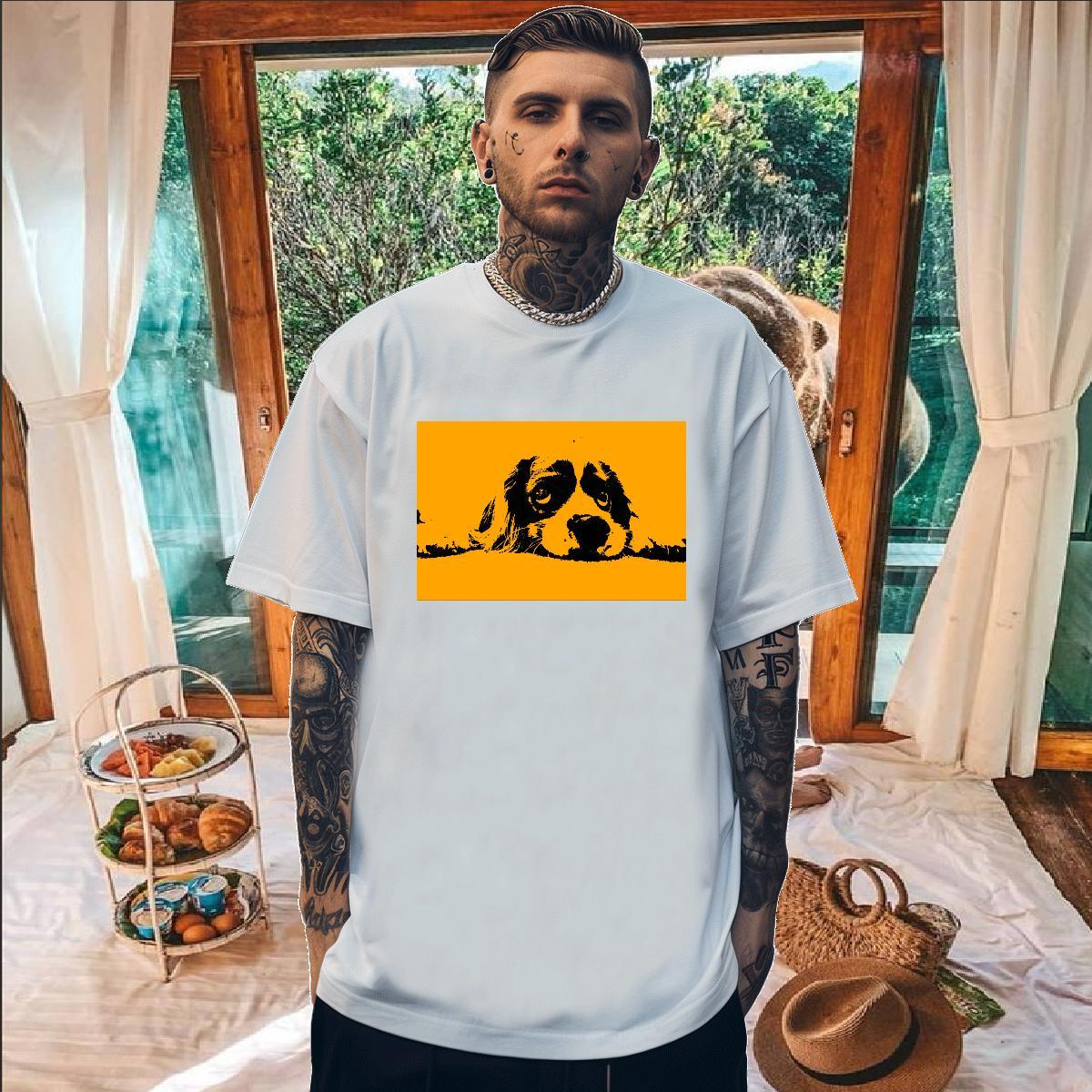 Classic Casual T shirt 230g 100% Cotton Dog Sport Tshirts Short Sleeve Soft Designer Men Tees Graphic