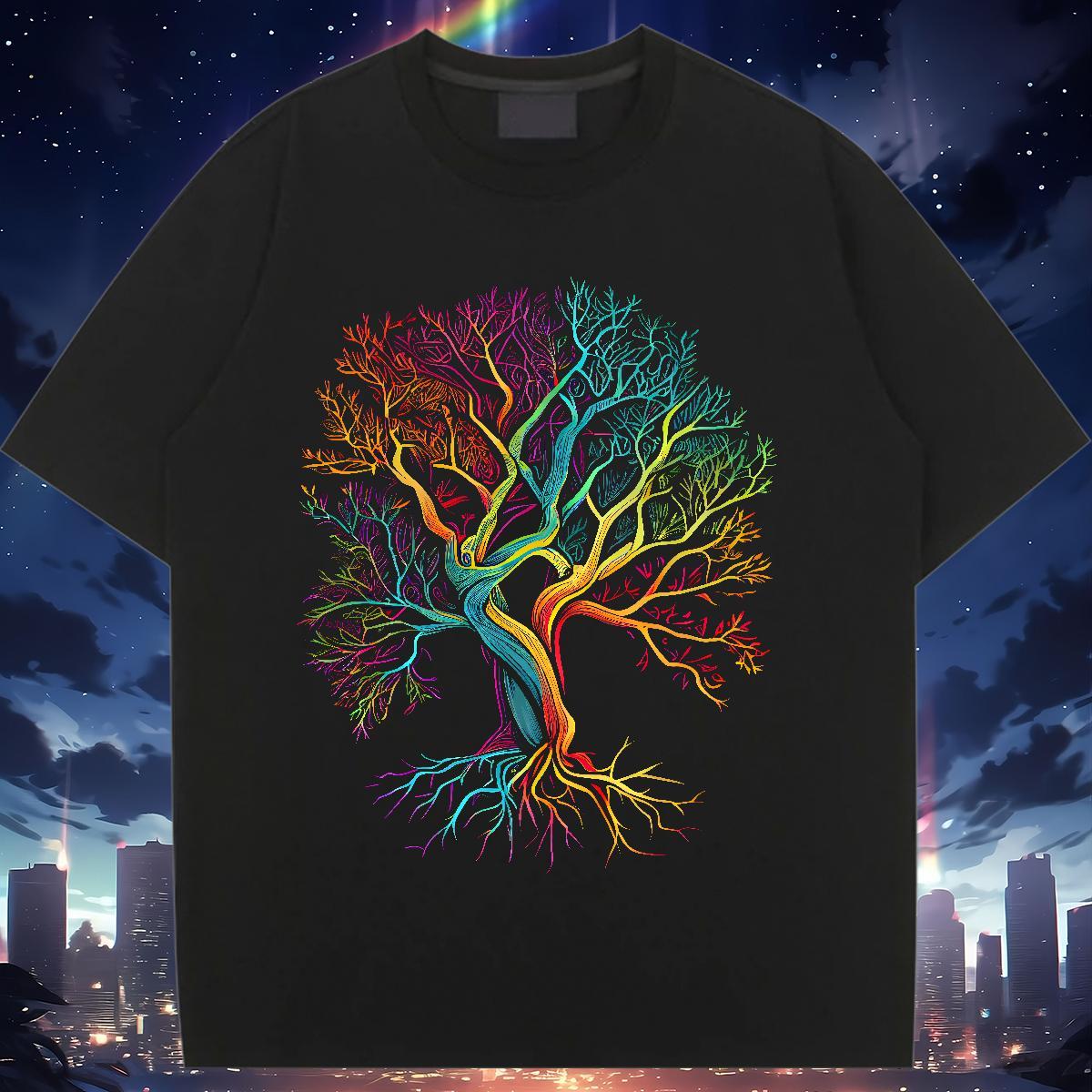 Designer Nice T-Shirts Breathable Soft Lady T shirt Cartoon Anime tree Spring Summer 230g Cotton Stylist Tees Shirts