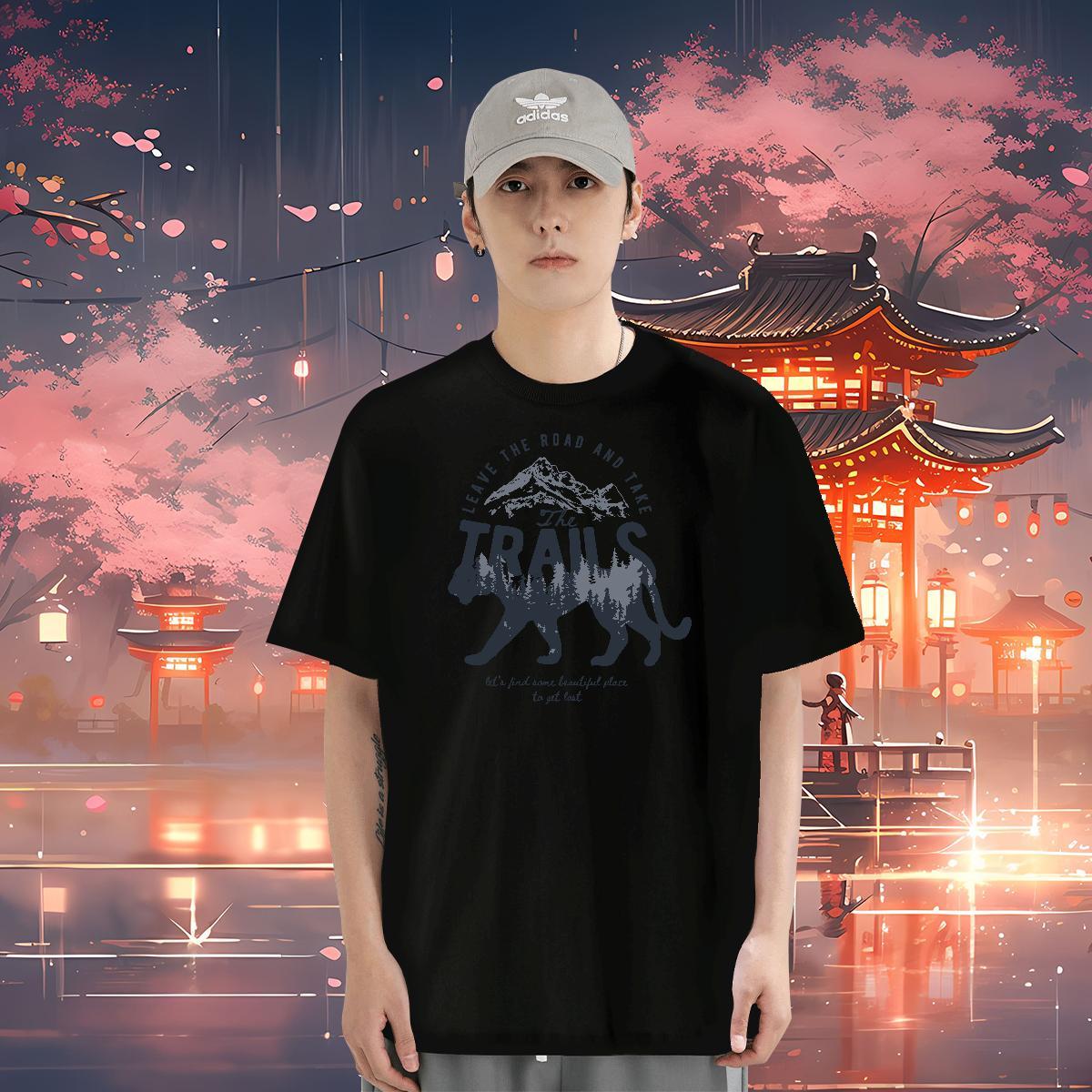 T shirt 230g 100% Cotton leopard High Street Hip Hop Breathable Oversized 3XL 4XL Tshirts New Arrival Free Shipping Tees Shirts