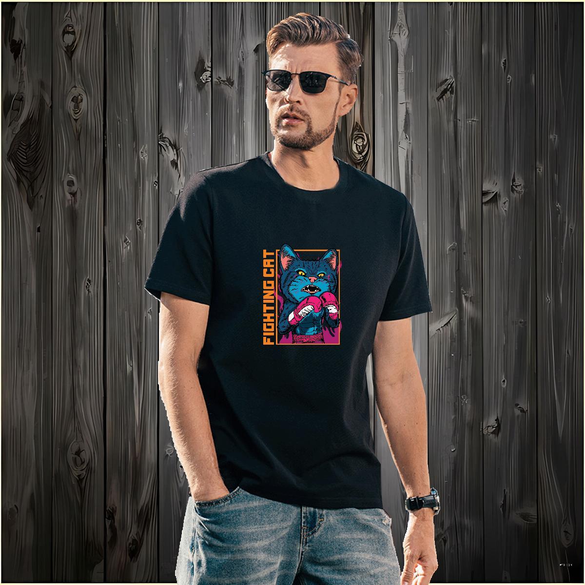 Popular Men Tshirts 100% Cotton 230g cat Mens T Shirts Casual Beach O-Neck Short Sleeve DIY Logo Oversized Custom Tops Tees